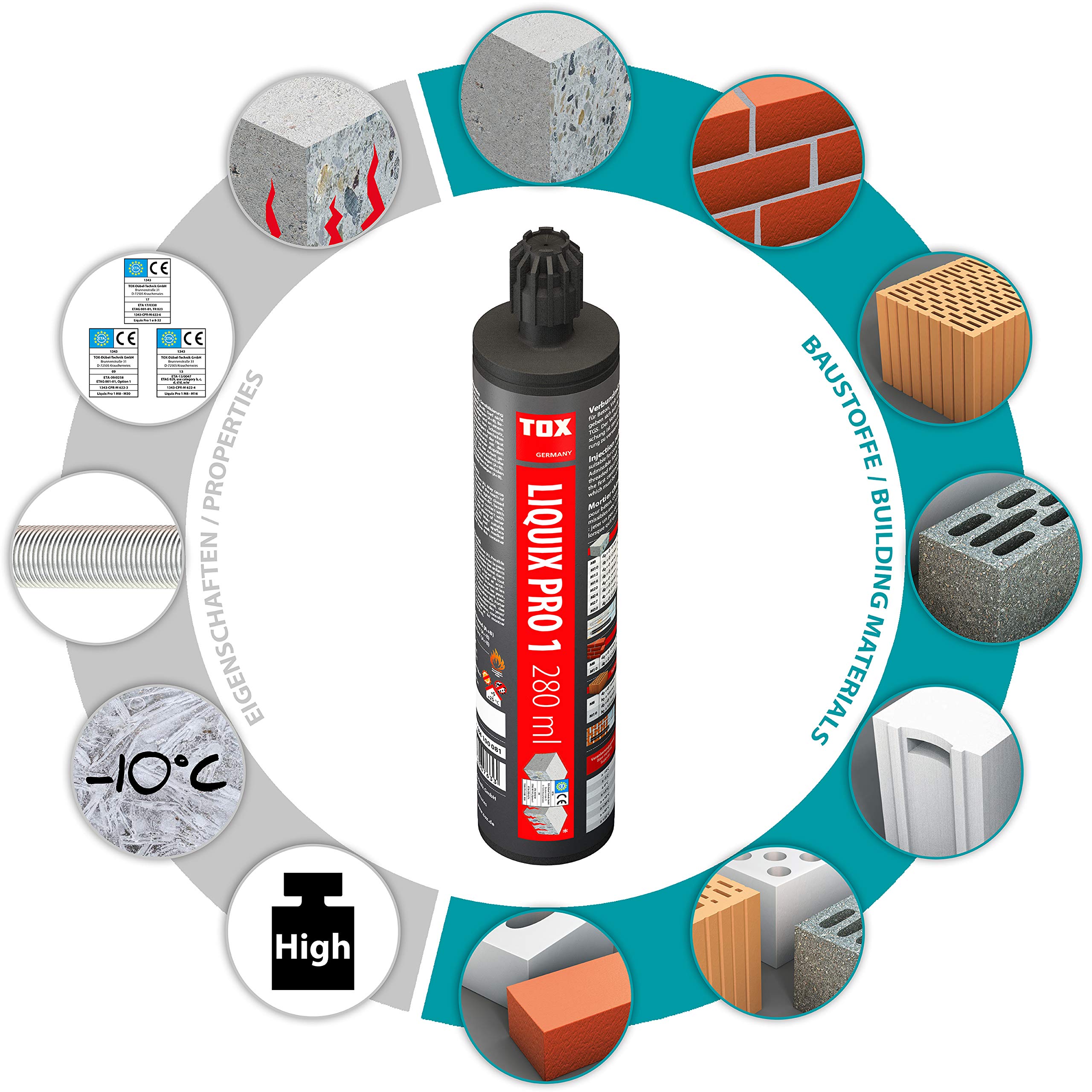 TOX mortier composite Liquix Pro 1, 280 ml, 1 pièce, 084600081