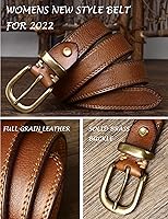 Vista 45 de Cinturones para mujer para jeans de 1.1 pulgadas de ancho, cinturones para vestidos de cuero de grano completo con hebilla dorada, caja de regalo