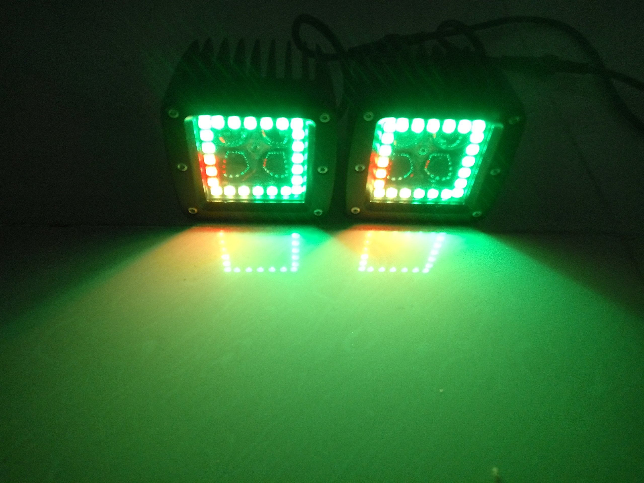 3 Inch LED Pods Multiple Colors Chasing Halo Ring Flood Beam (2 Pods+1 Wiring)