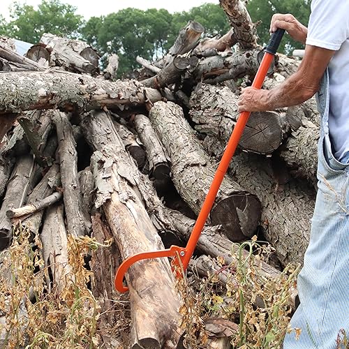 Miniatura 7 de Felled Herramienta de registro de gancho de canto de 60 pulgadas - Herramienta de rodillo de troncos para cortar madera, levantador de cantos
