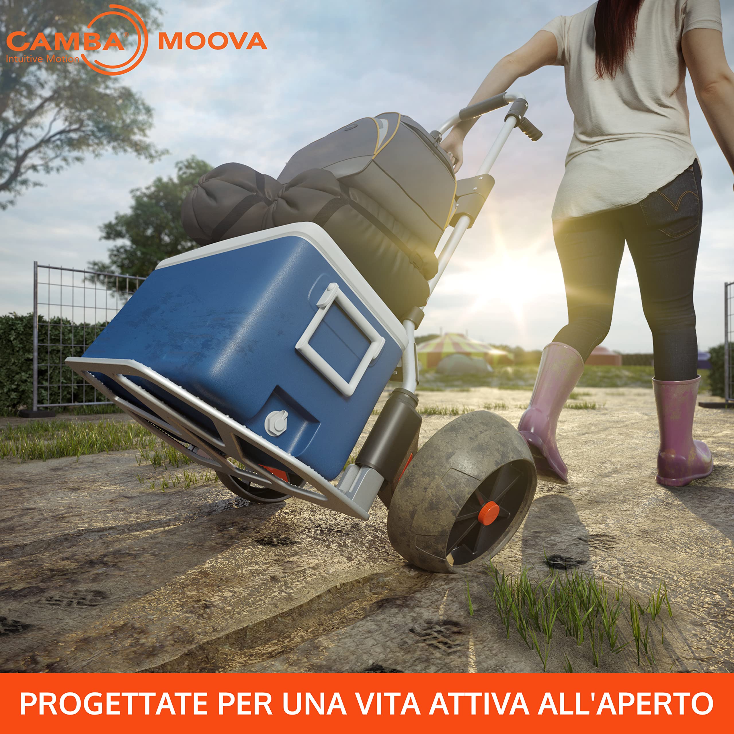 CAMBA Moova Carrello a Mano; Carrello da Trasporto Pieghevole e Carrellino in Alluminio; Tecnologia delle Ruote per Salire le Scale; Capacità di Carico di 100Kg per Uso Intensivo