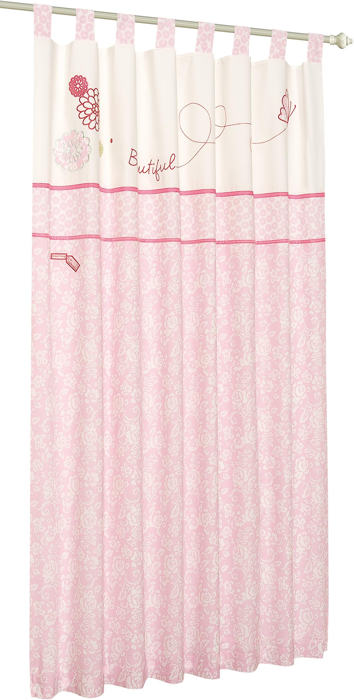 Forever Friends Tab Top Curtain Pair (Beautiful Pink)