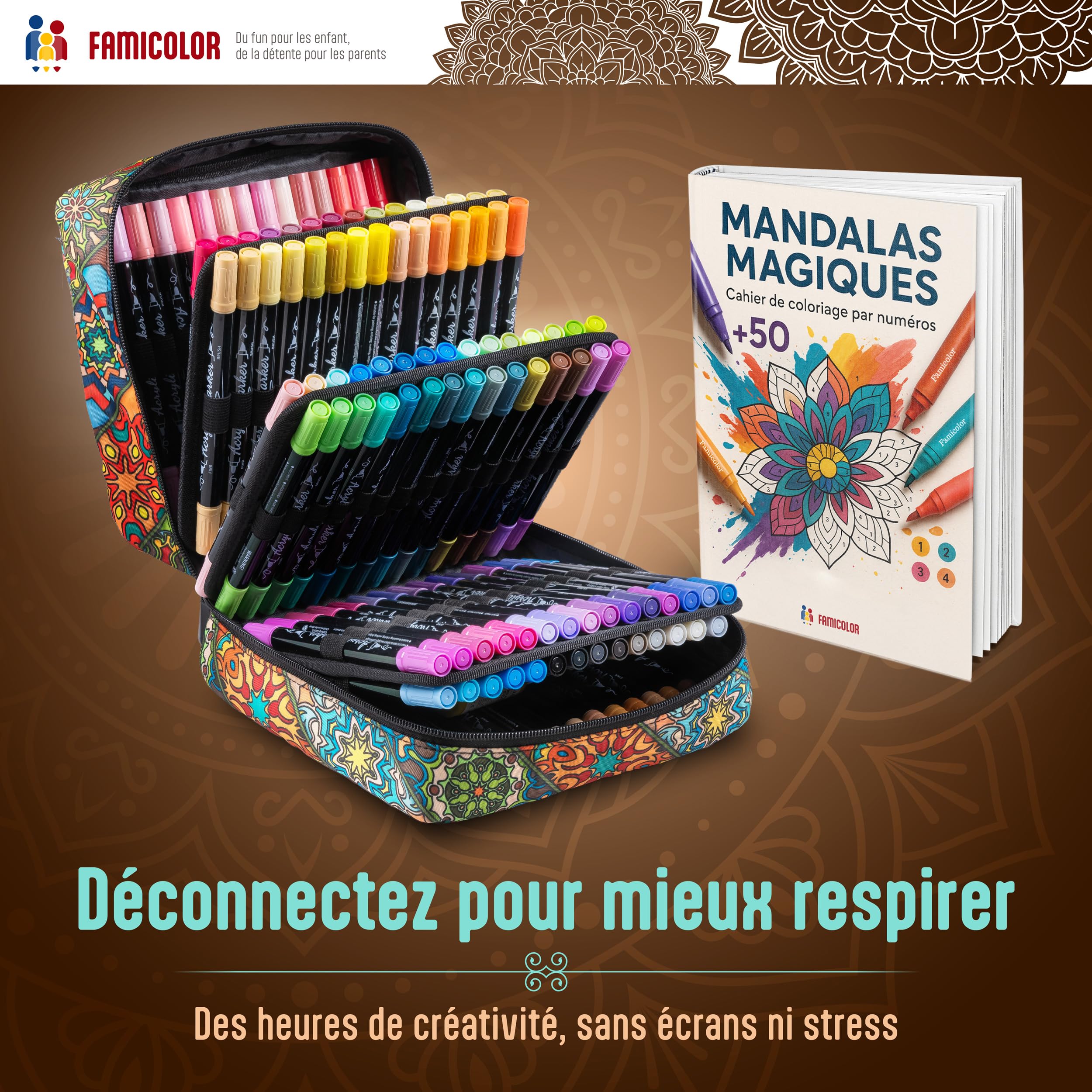 120 Feutres Acryliques | E-Book Offert | Double mine - Nuancier Inclus - Multi-surface, Séchage Rapide - Coloriage, Mandala anti stress​, Facile à Transporter, Acrylic Paint Marker