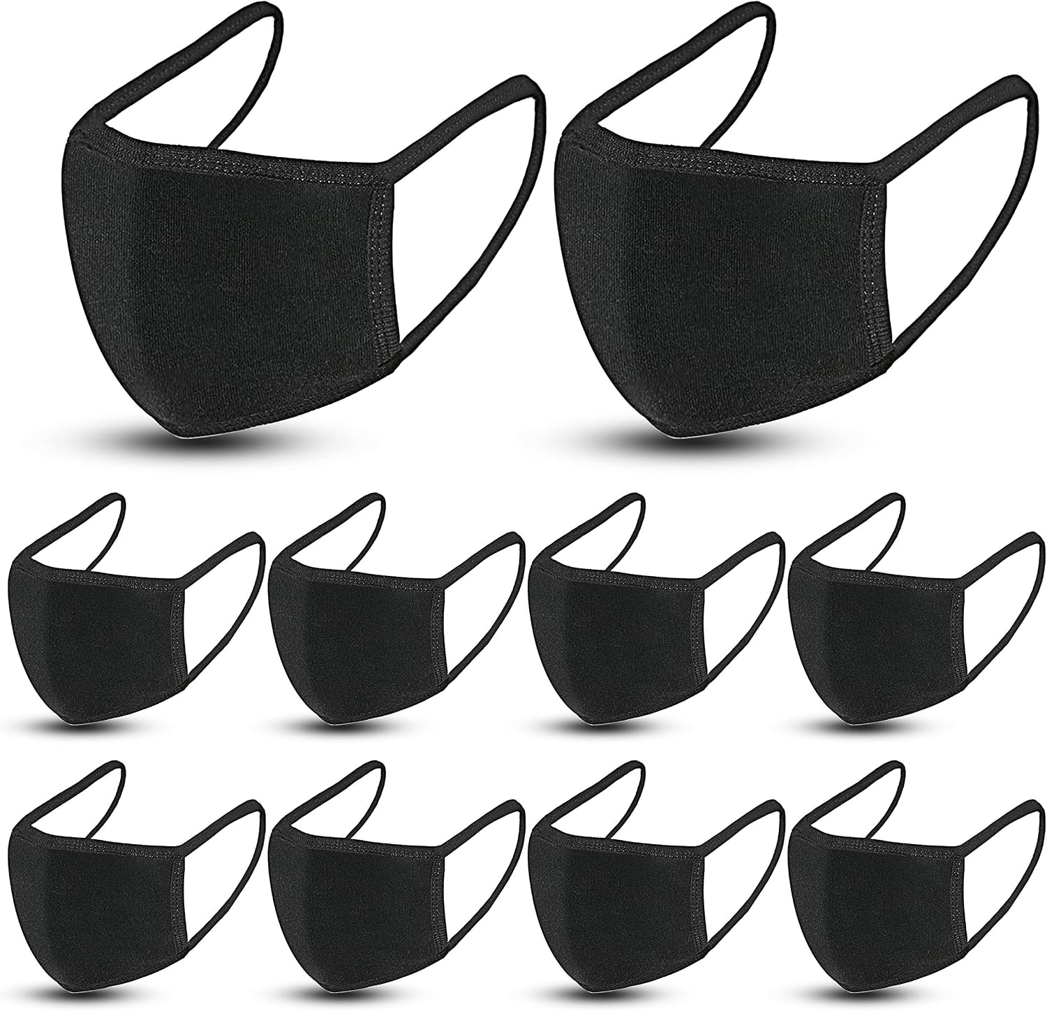 Face Masks,Black Face Mask Mouth Cover,Unisex Black Dust Cotton Washable, Reusable Cotton Fabric Dust Cover,10Pcs