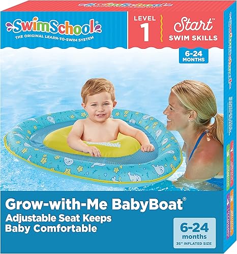 Vista 52 de SwimSchool Infant Baby Pool Floats, Free Swimming, Super Buoyant – Ages 6-24 Months – Multiple Colors/Styles – Adjustable Canopies and Seats, Splash