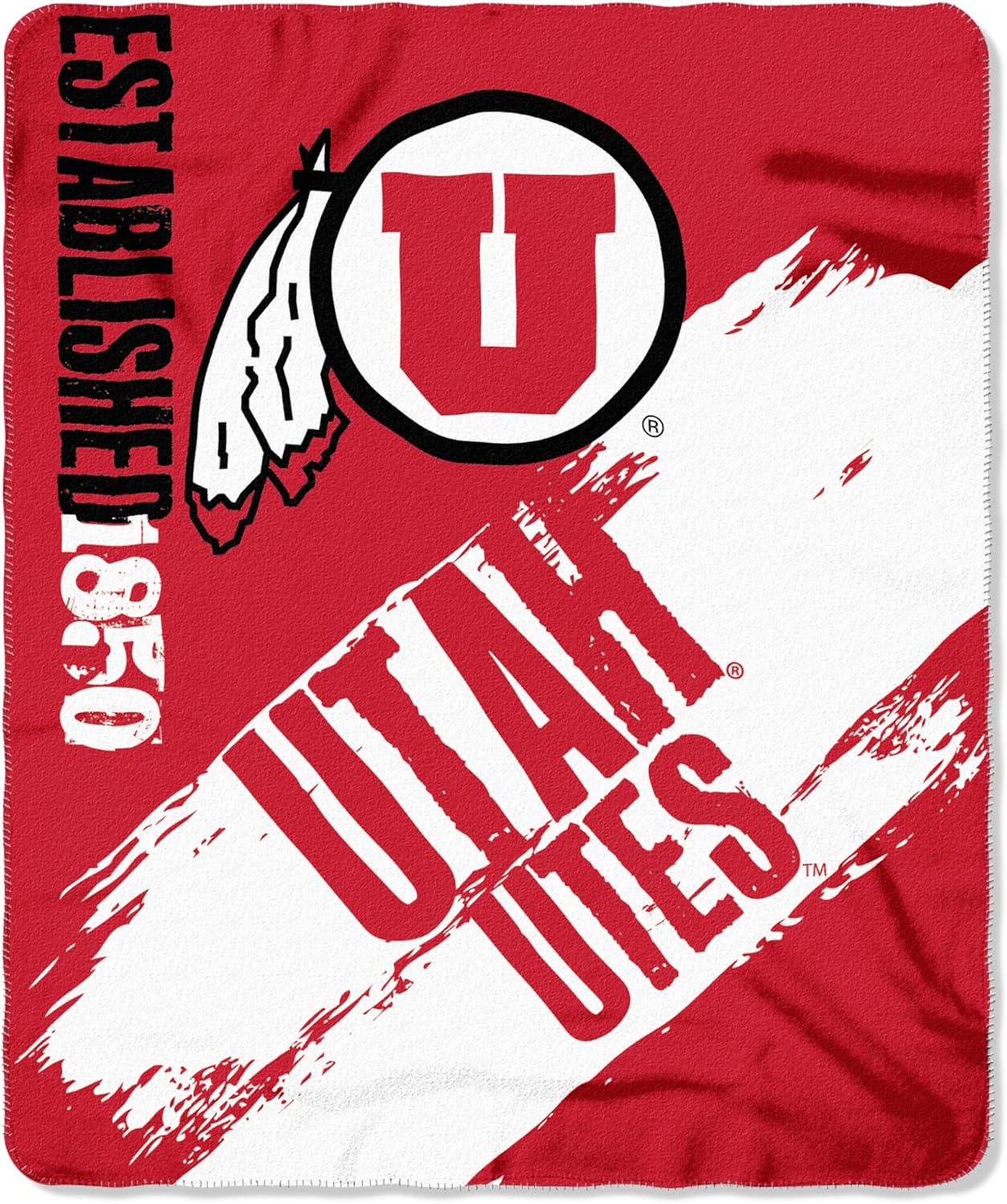 The Northwest Company NCAA Utah Utes Fleece Throw Blanket, 50 x 60, Painted