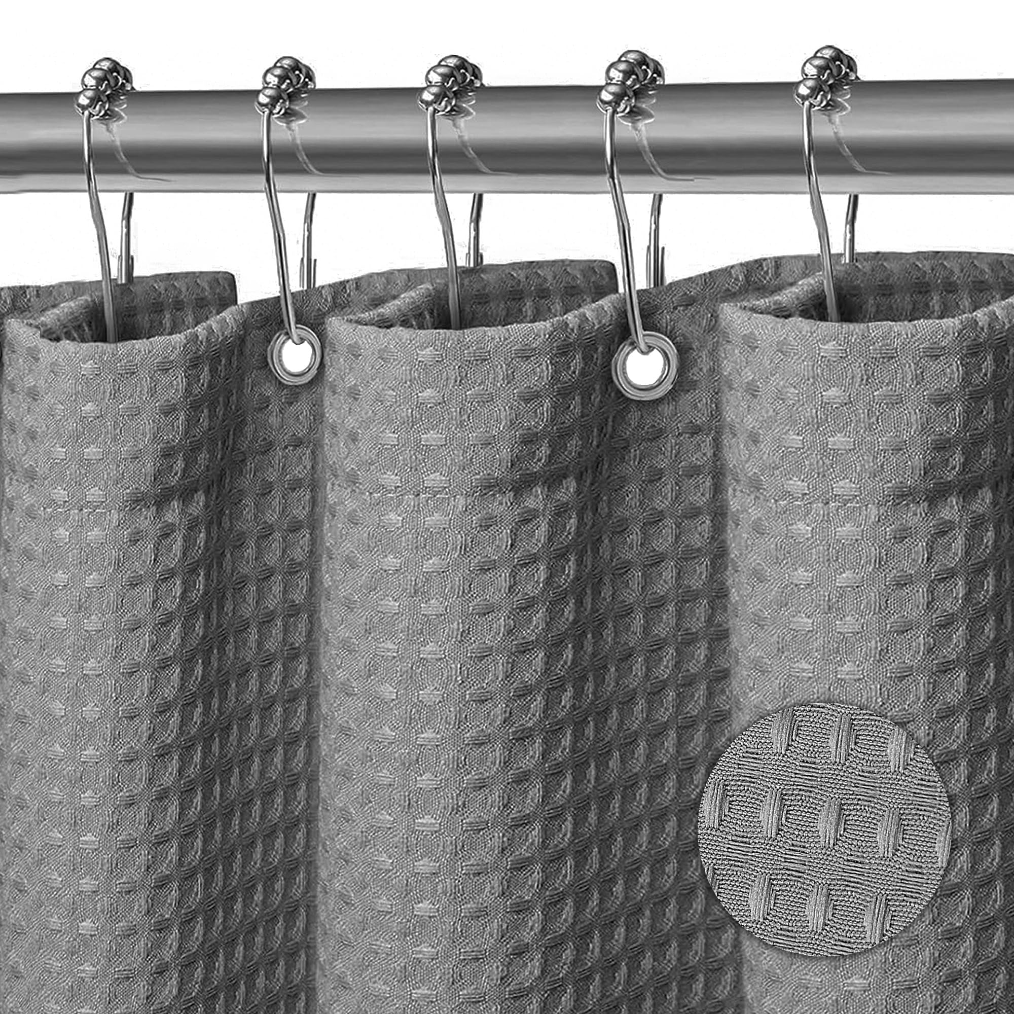 Douchegordijn, wasbaar, textiel, polyester stof, badgordijn met 12