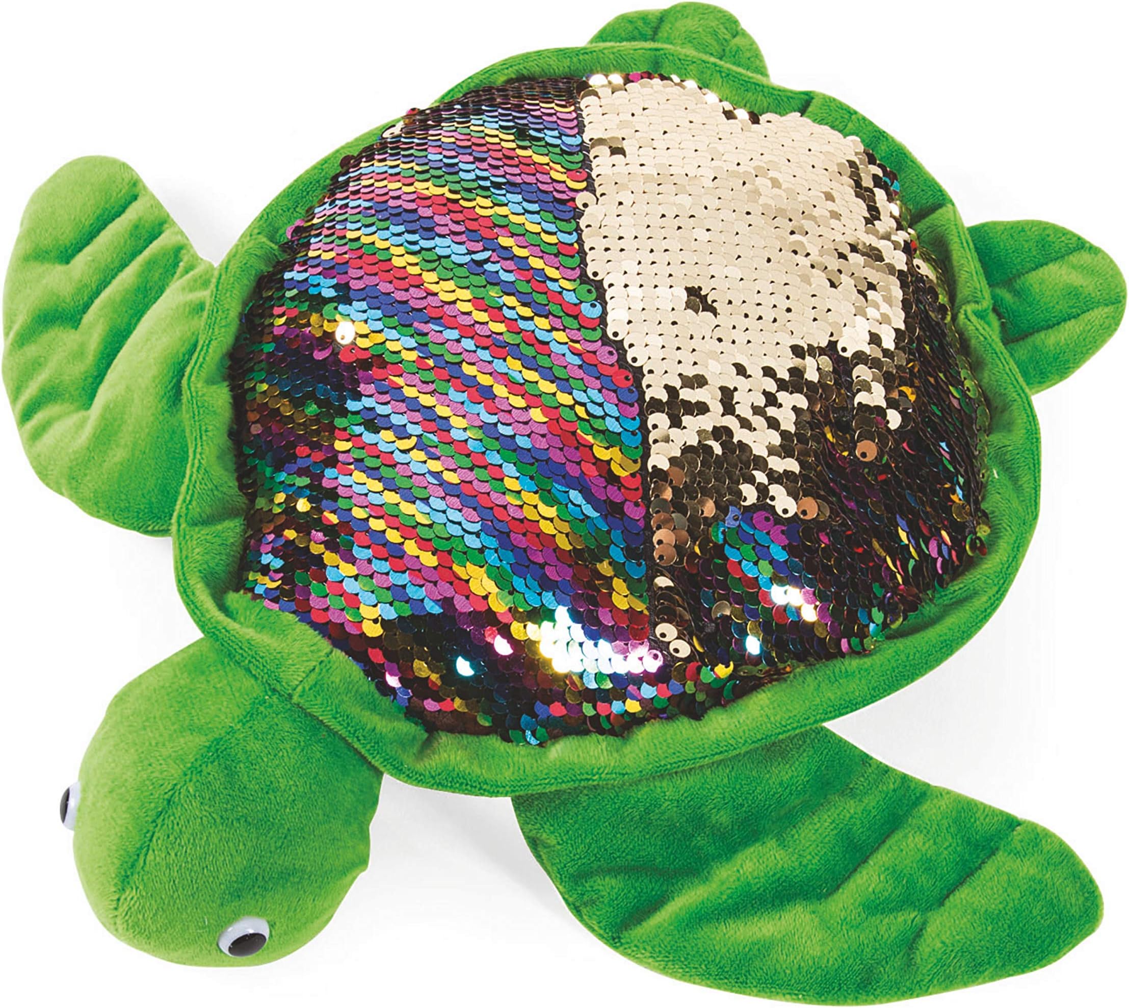 LMC Products 11" Turtle Stuffed Animal with Reversible Flipping Sequins - Cute Plush Sea Turtle