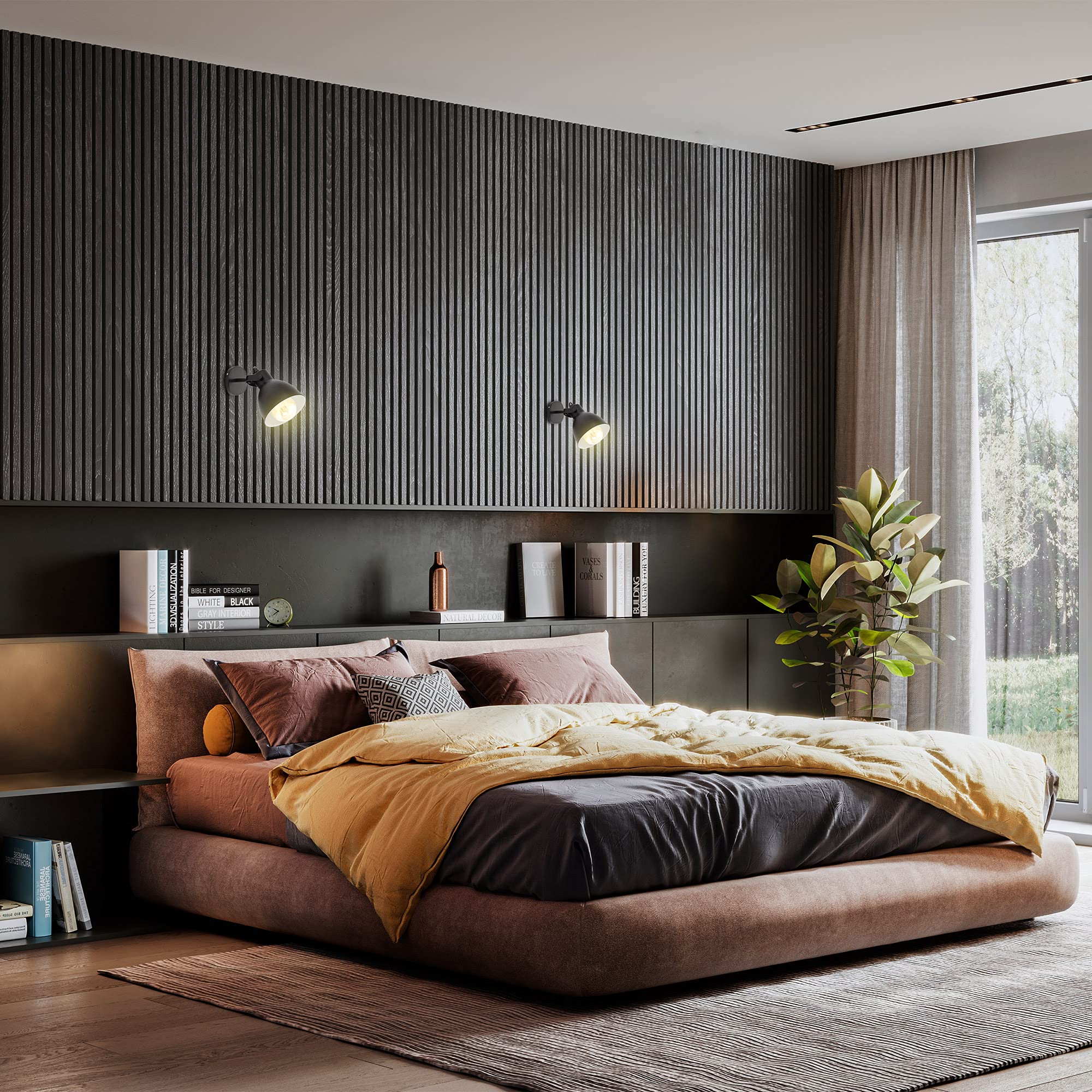 B.K.Licht I Applique murale rétro I pivotante & orientable I design industriel I vintage I spot mural I noir-blanc I E27