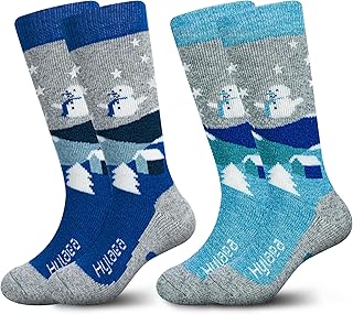 Hylaea Merino Wool Ski Socks Kids, Knee-high Warm Thermal Snowboard Skating Socks for Boys Girls Toddler