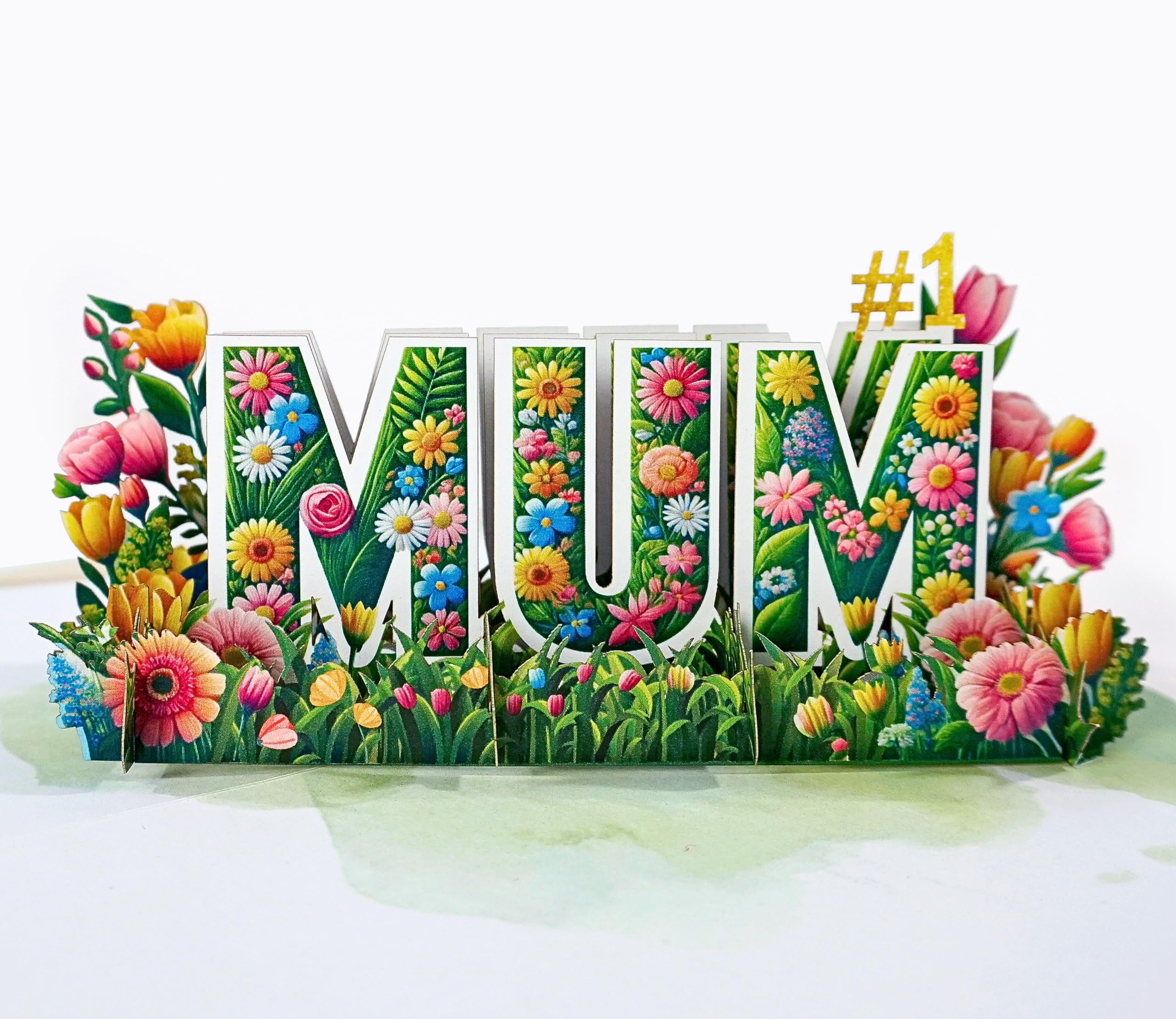 CUTPOPUP Nummer 1 MUM Karte Muttertag, Geburtstagskarte, Geburtstagskarte Frau, Muttertag Karte, Karte Hochzeitstag (#1 MUM) US8-SD235DE