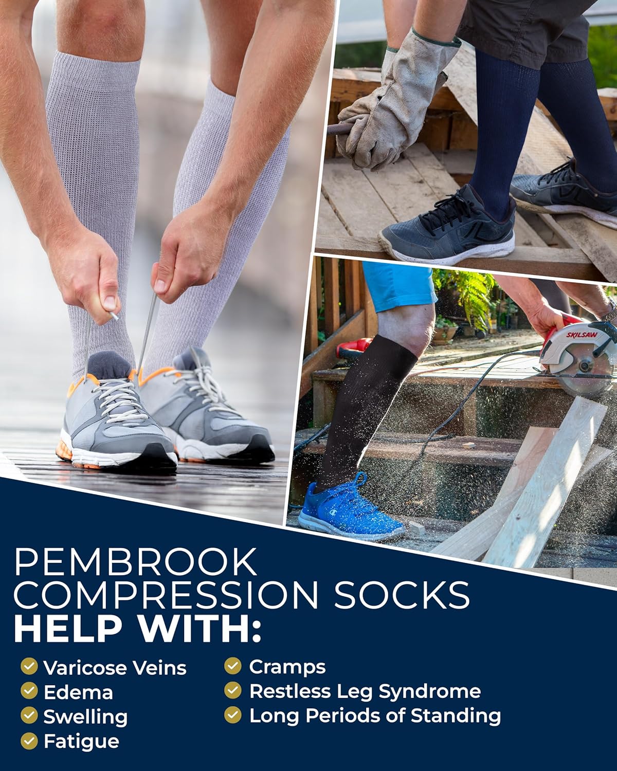 Pembrook Light Compression Socks for Men & Women - 3 Pairs | 8-15 mmhg Compression Dress Socks for Men | Support Socks - Image 4