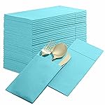 50-Pack Disposable Linen-Feel Dinner Napkins with Built-in Flatware Pocket, MINT BLUE Prefolded Cloth Like Paper Napkins For Dinner, Wedding Or Party [Silverware NOT Included]