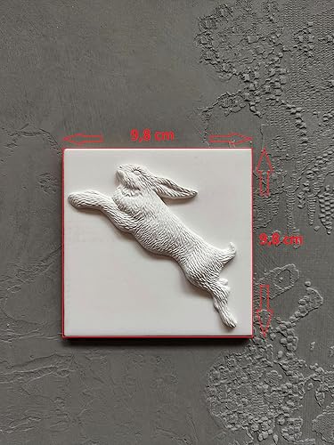 Miniatura 2 de Rabbit bunny tile mold, Silicone mould, bunny applique, concrete mold, cement mold, vintage tiles