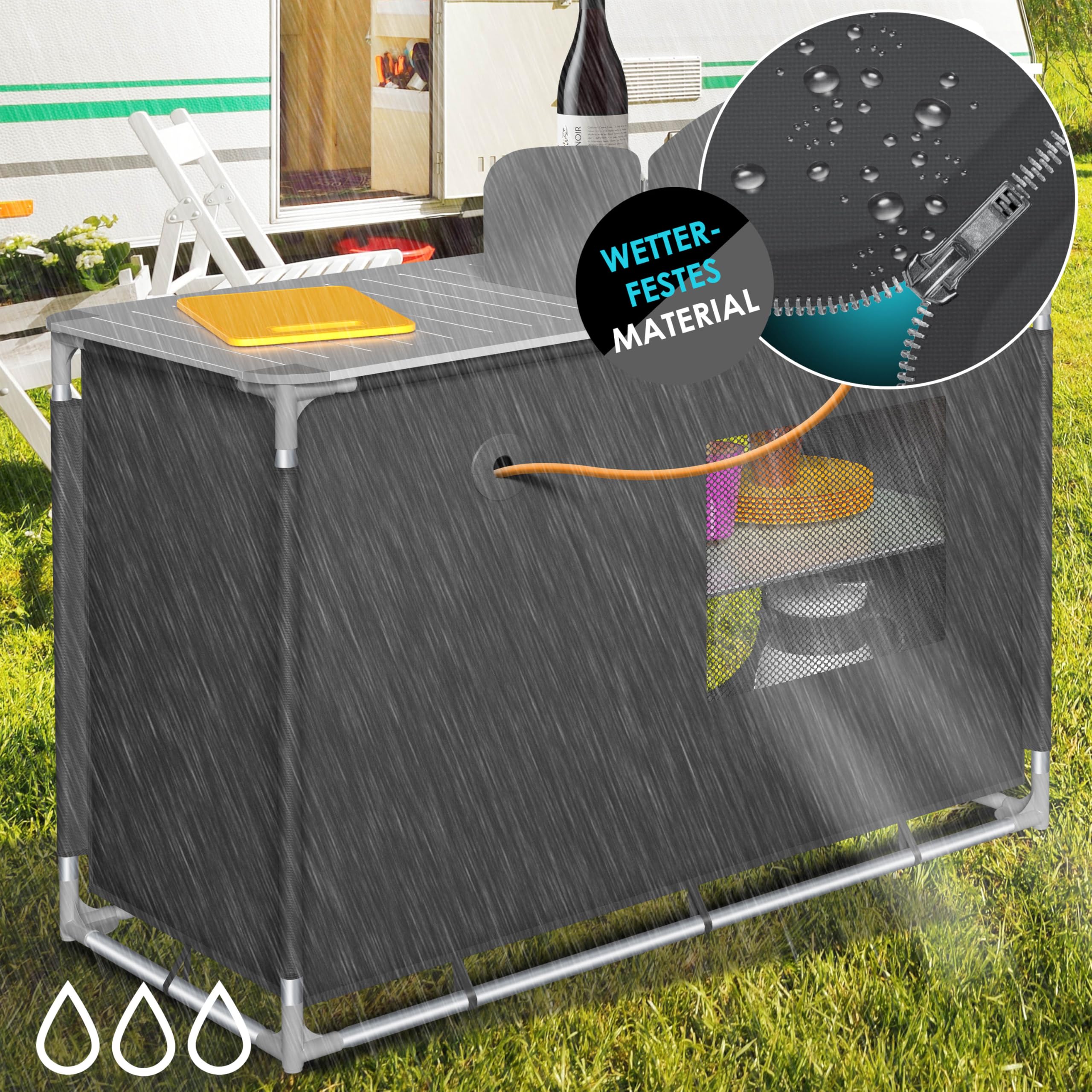 KESSER® Armario de Cocina de Camping, Cocina de Camping con Marco de Aluminio, Incl. Bolsa de Transporte, Armario de Cocina para el Camping, Muebles de Camping, Al Aire Libre