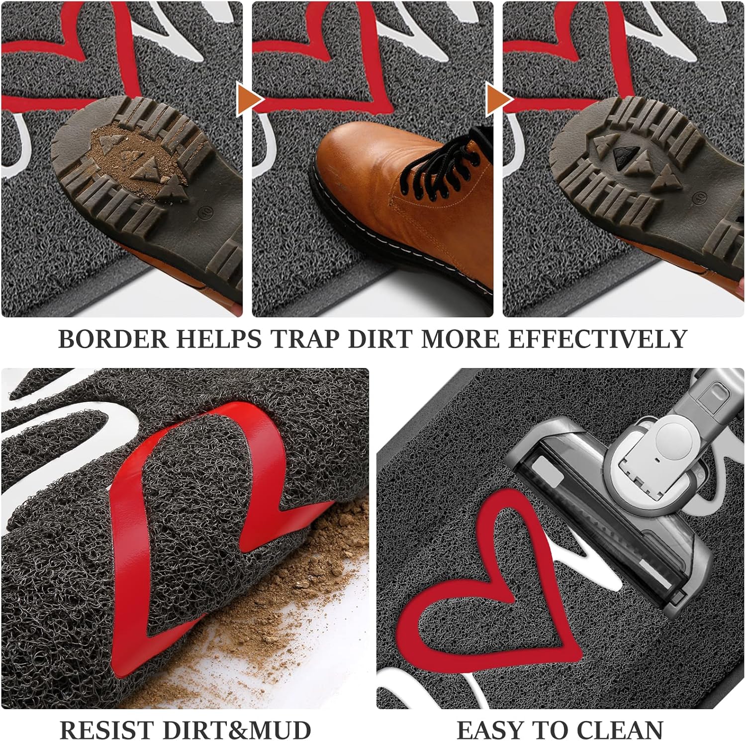 BeneathYourFeet Door Mat, Welcome Mat Low Profile Floor Mat Front Doormat Indoor and Outdoor Doormat Non Slip Rugs for Entryway, Patio, High Traffic Areas (32"x20", Grey-Home) thumbnail