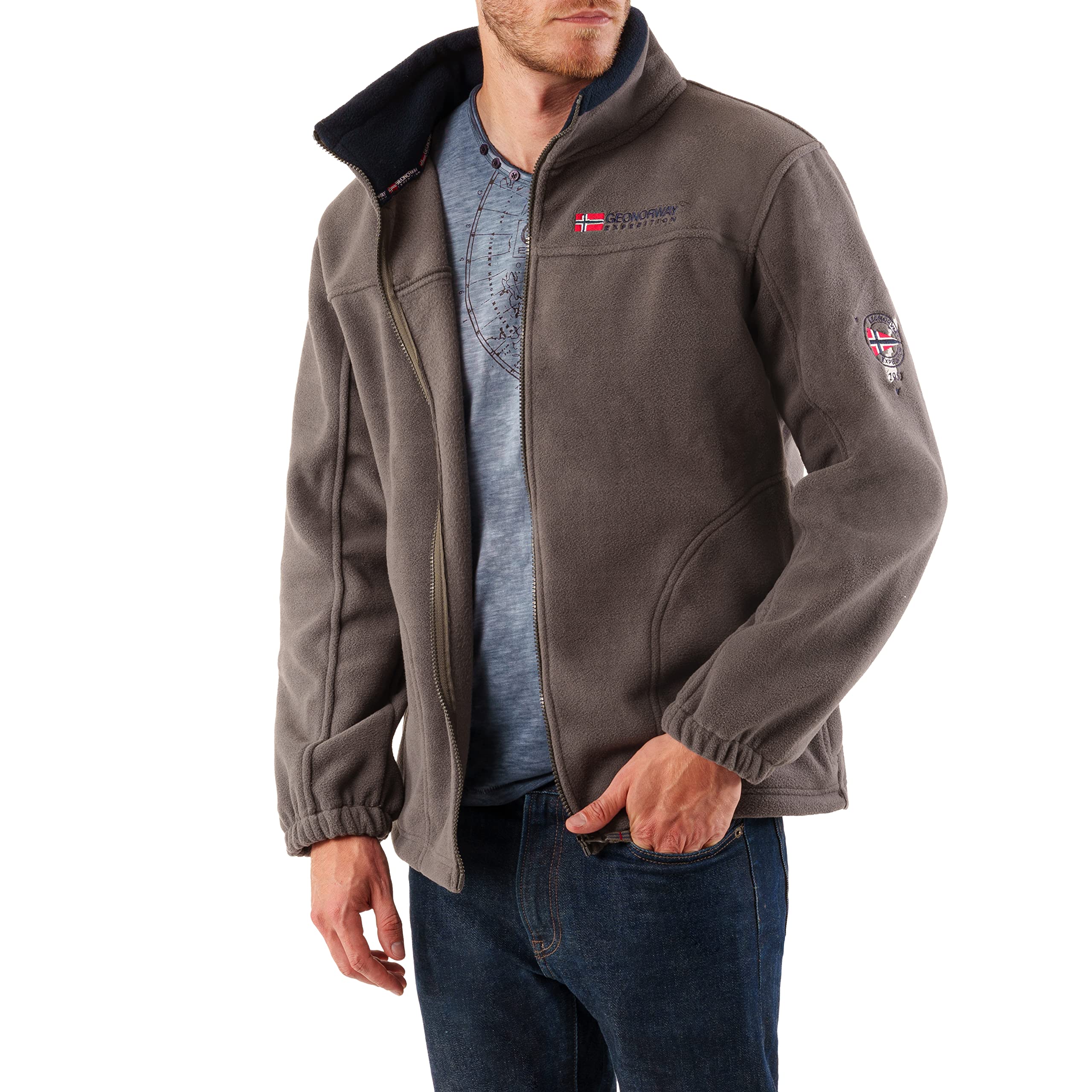 Geographical Norway - Calda giacca da uomo in pile invernale/mezza stagione grigio scuro XXL