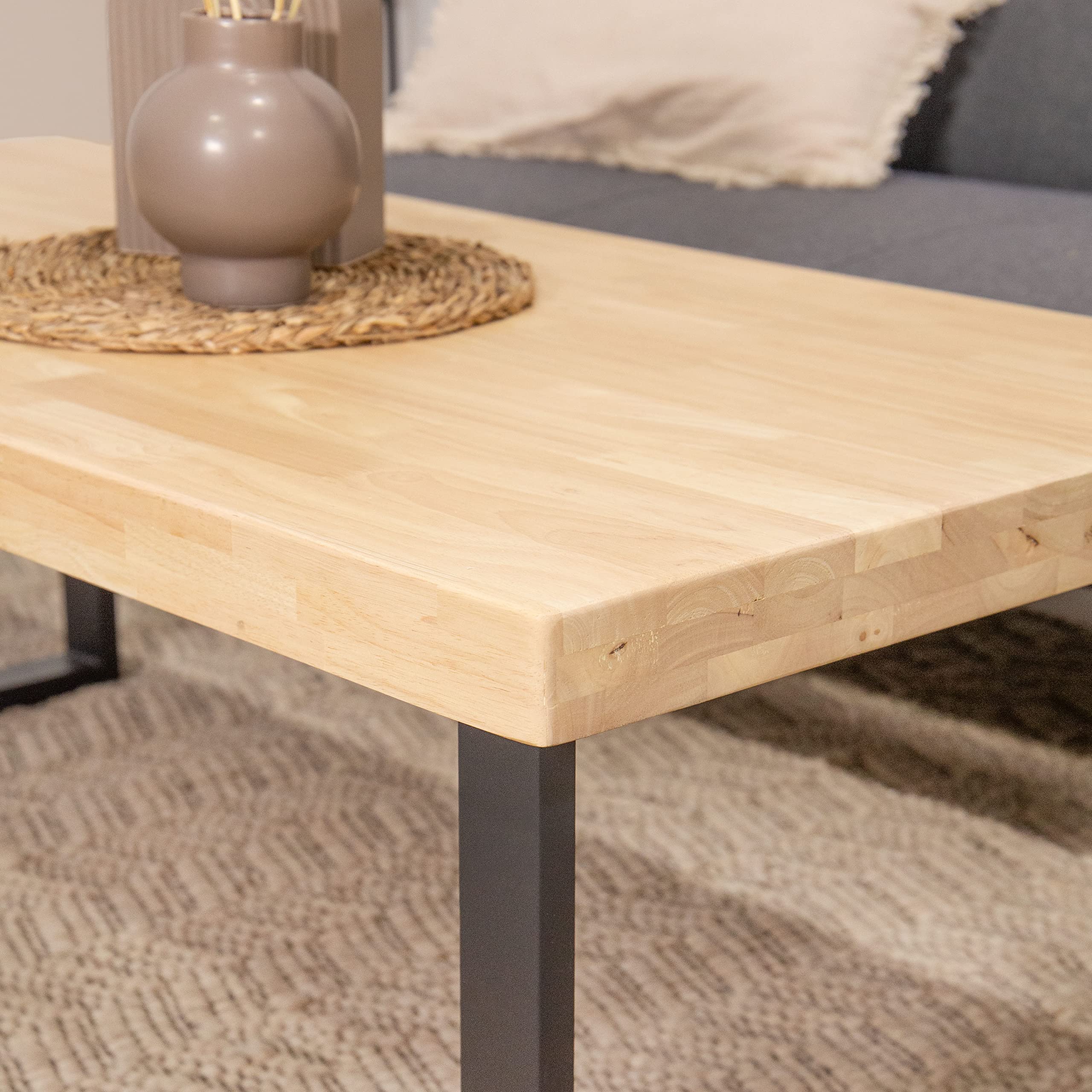 Adec Group duehome | Natural, Mesa de Centro, Mesita de Comedor, Color Roble Salvaje y Negro, Medidas: 60 cm (Ancho) x 120 cm (Largo) 43,5 cm (Alto)