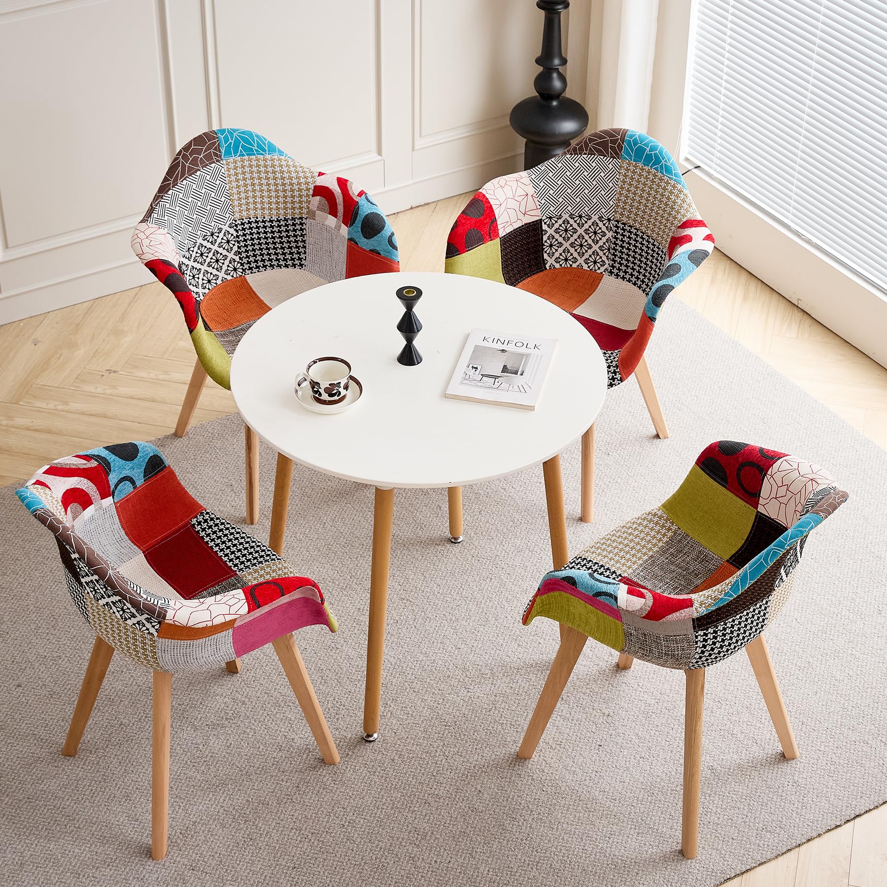 GrandCA HOME Pack de 2 sillas,sillas de Comedor Patchwork Tela de Lino Butaca, Silla de salón, sillas de recepción, Silla de Cocina (Rojo, Pack 2)