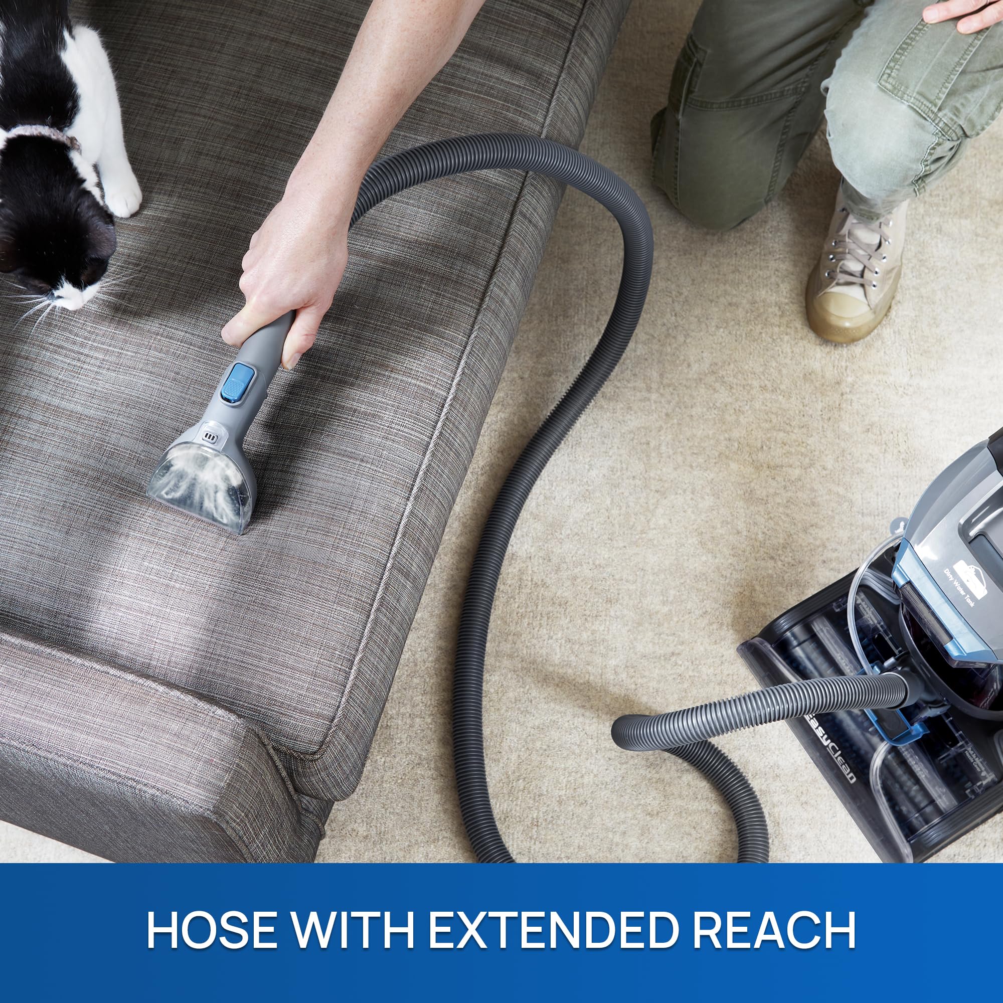 Vacmaster Aspirateur Balai Nettoyeurs tapis et moquettes Lave et Élimine la Saleté, les Taches Difficiles et Collantes Pour Tapis, Tapisserie et Escaliers, Bleu