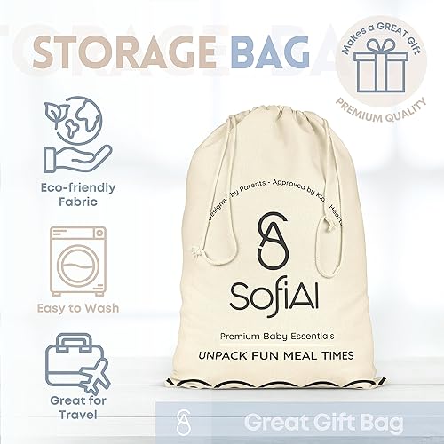 Miniatura 6 de SofiAl Utensilios de destete LED para bebés, juego de alimentación de bebé de silicona, plato de bebé de primera etapa, placa de succión dividida de