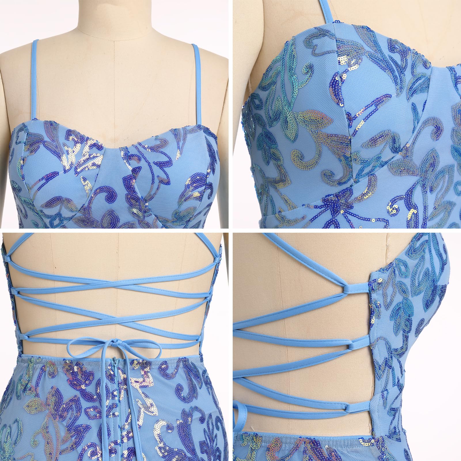 ODIZLI Vestido corto para mujer, con tirantes delgados, lentejuelas brillantes, acampanado, para fiesta, discoteca, baile, largo por encima de la rodilla