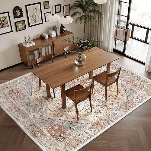 Miniatura 248 de Rugland Alfombras de área de 8 x 10, alfombra lavable resistente a las manchas, alfombras antideslizantes para sala de estar, alfombras tribales