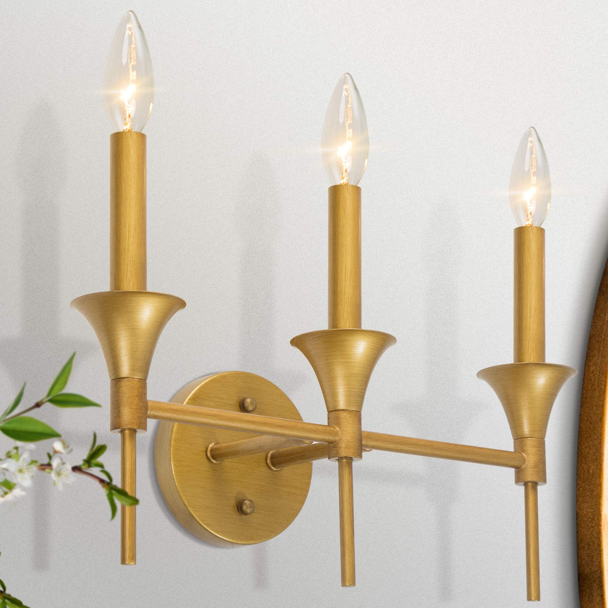 KSANA 3Light Gold Wall Sconce, Bathroom Vanity Light Fixture, Wall