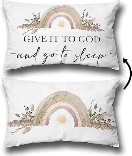 YQV Fundas de almohada decorativas de 12 x 20 pulgadas, reversibles, suaves, bohemias, arcoíris, regalos cristianos para mujeres, decoración del