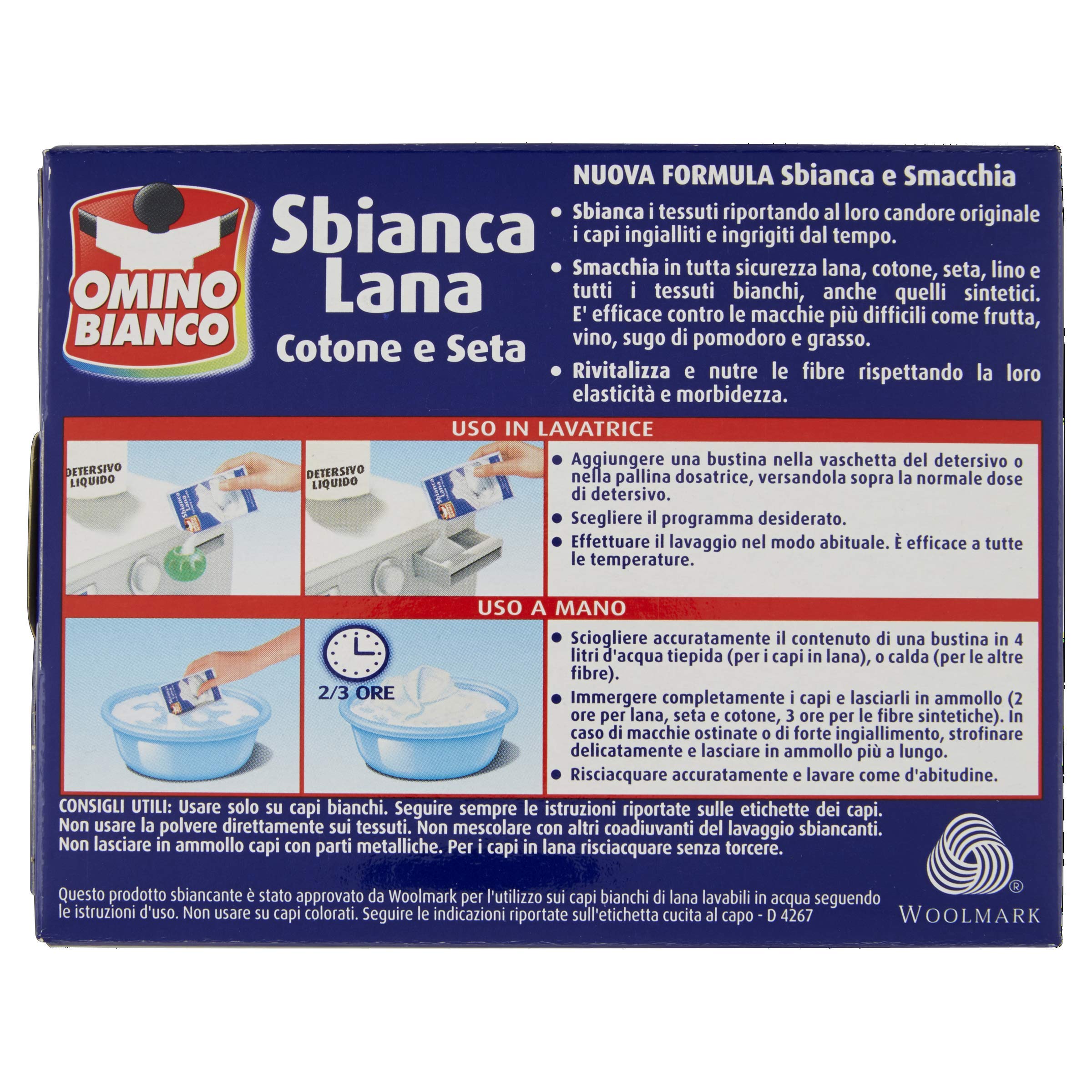 Omino Bianco - Blanco Lana, algodón y seda, polvo - 100 g - [paquete de 24]