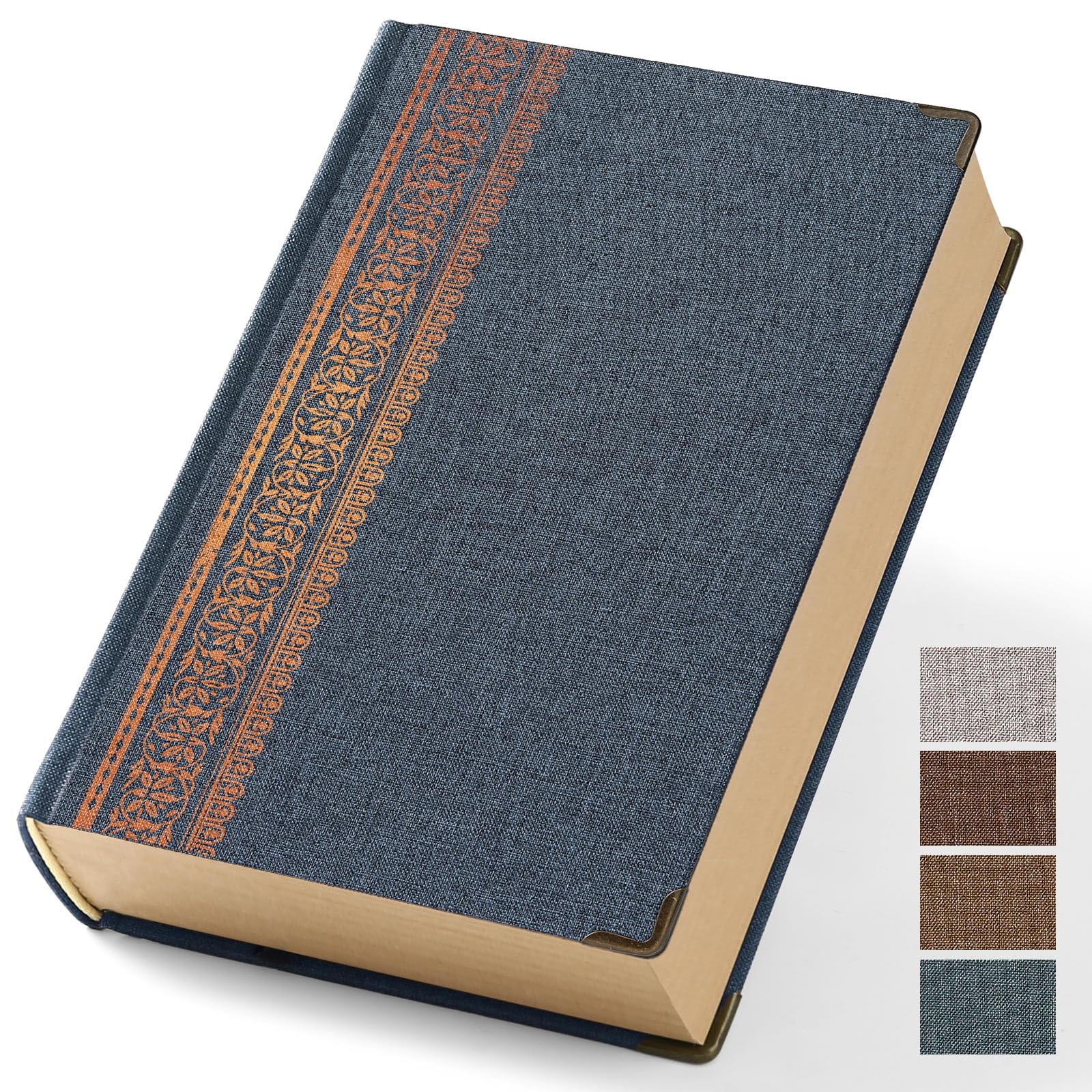 Vintage Hardcover Notizbuch A5 Journal - 384 Seiten Dickes Kraftpapier (100GSM), Leinenstoffeinband mit goldenen Eckenschutzen, Schreibtagebuch für Damen und Herren, Reisetagebuch, Büro & Schule (Blau
