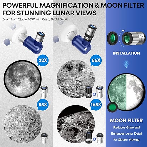 Miniatura 3 de Telescopio para adultos de alta potencia, apertura de 3.543 in, 21.654 in, telescopio refractor portátil para niños y principiantes en astronomía,