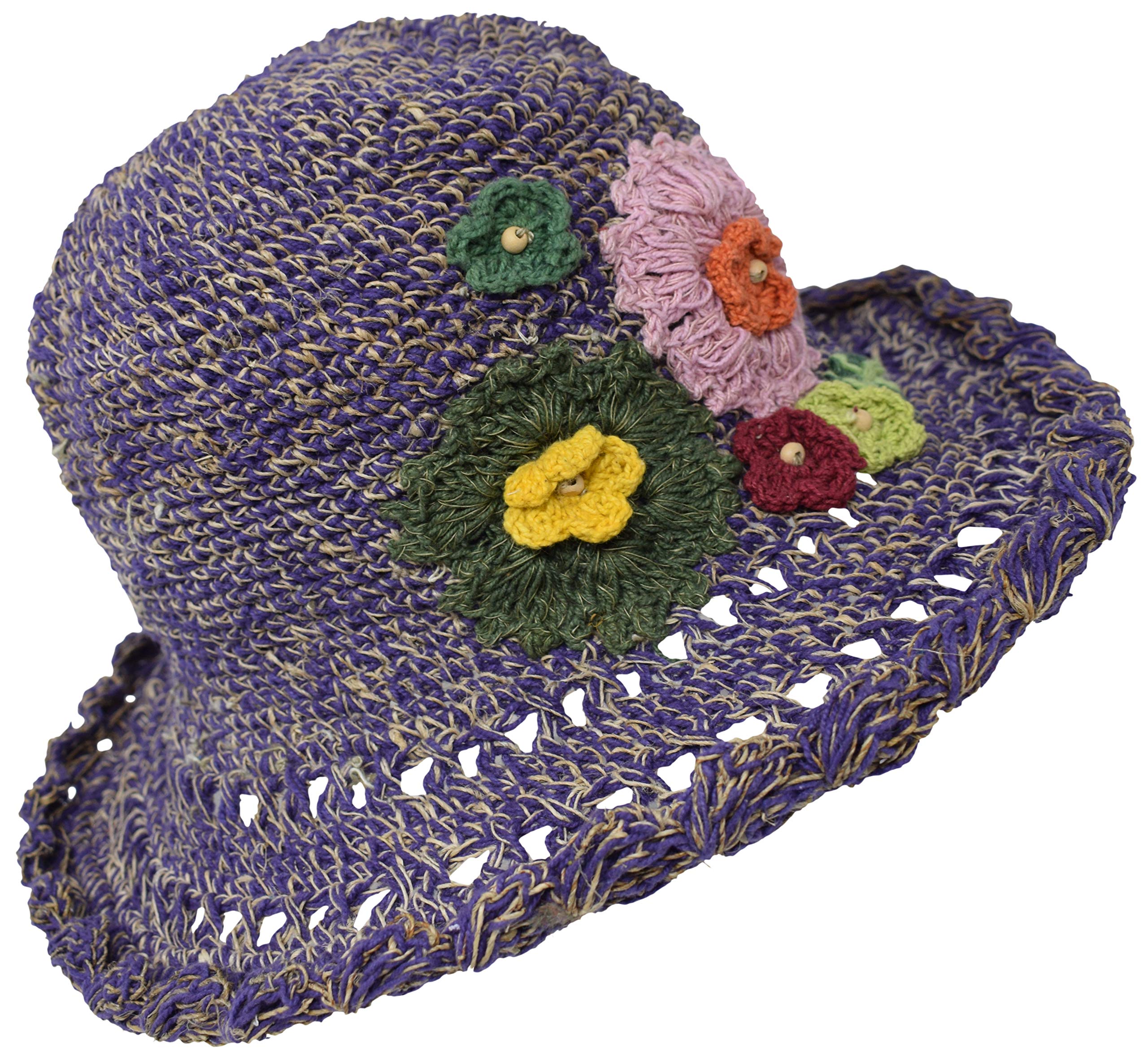 Gheri Women's B Hemp Cotton Straw Sun Hat Panama Wide Rim Summer Holiday Colorful Rainbow
