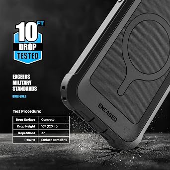 ENCASED for iPhone 16e, iPhone 17e Case with Built-in Screen Protector, Compatible with MagSafe - Military Grade Protection with 360 Rugged Full-Body Coverage (Black)