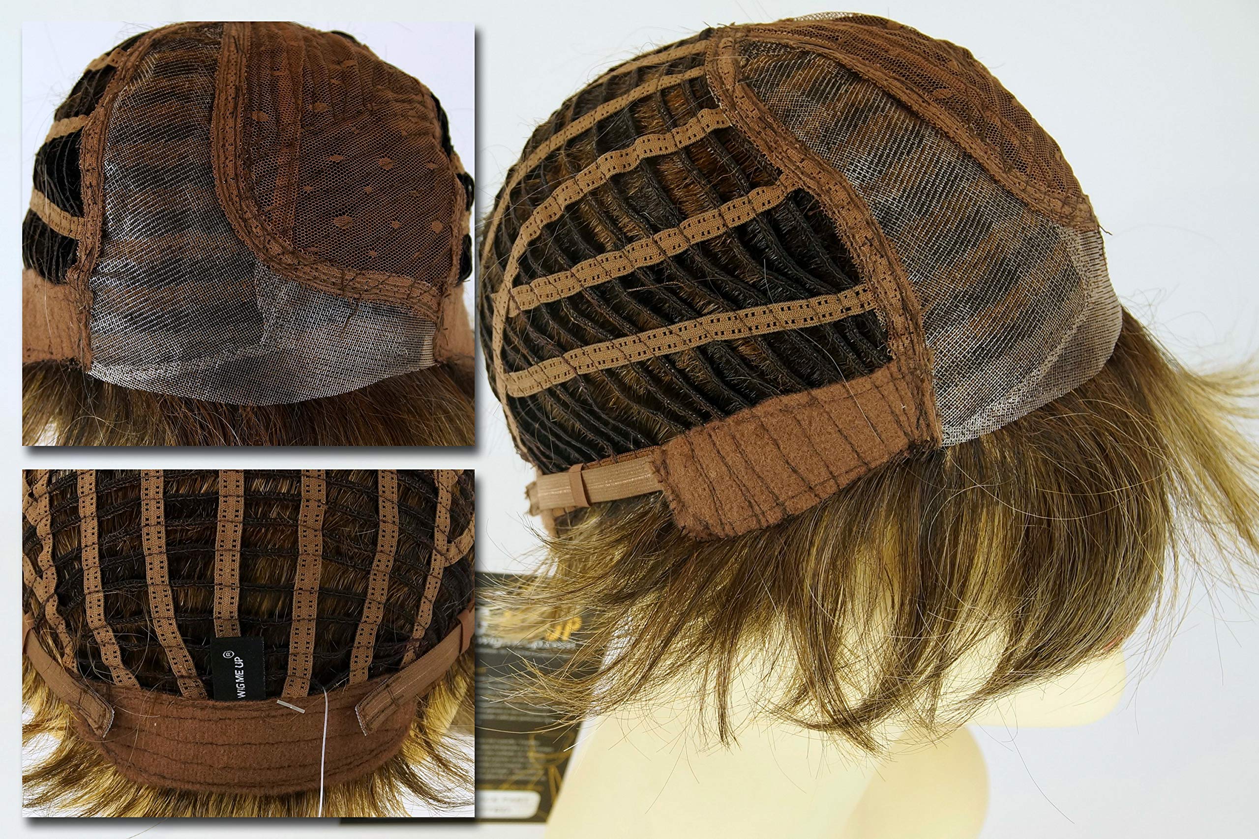 WIG ME UP - DW3042-MT-WALNUT Parrucca Donna Monofilamento Corta Liscia Pettinatura alla paggio Castano Biondo Mèches