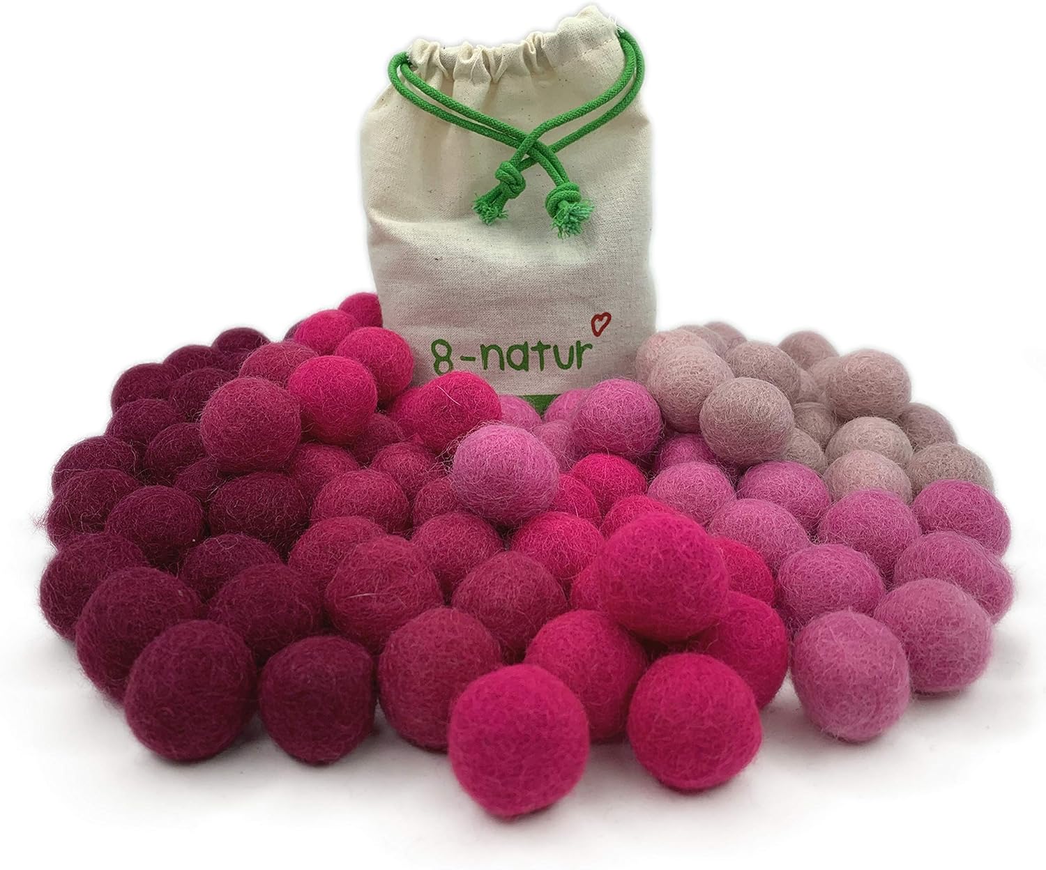 Mix Pink 8Natur® Wool Felt Balls for Crafts are