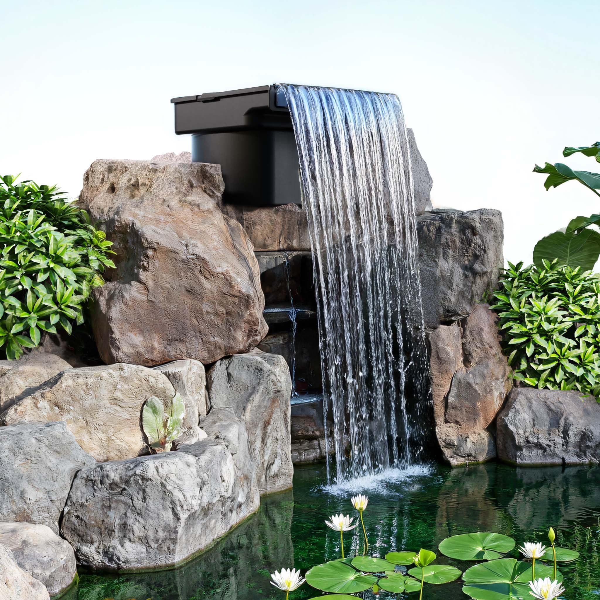 FONTANA LAGHETTO CASCATA SIRENETTA IN CEMENTO E MARMO DA GIARDINO - Foto 2