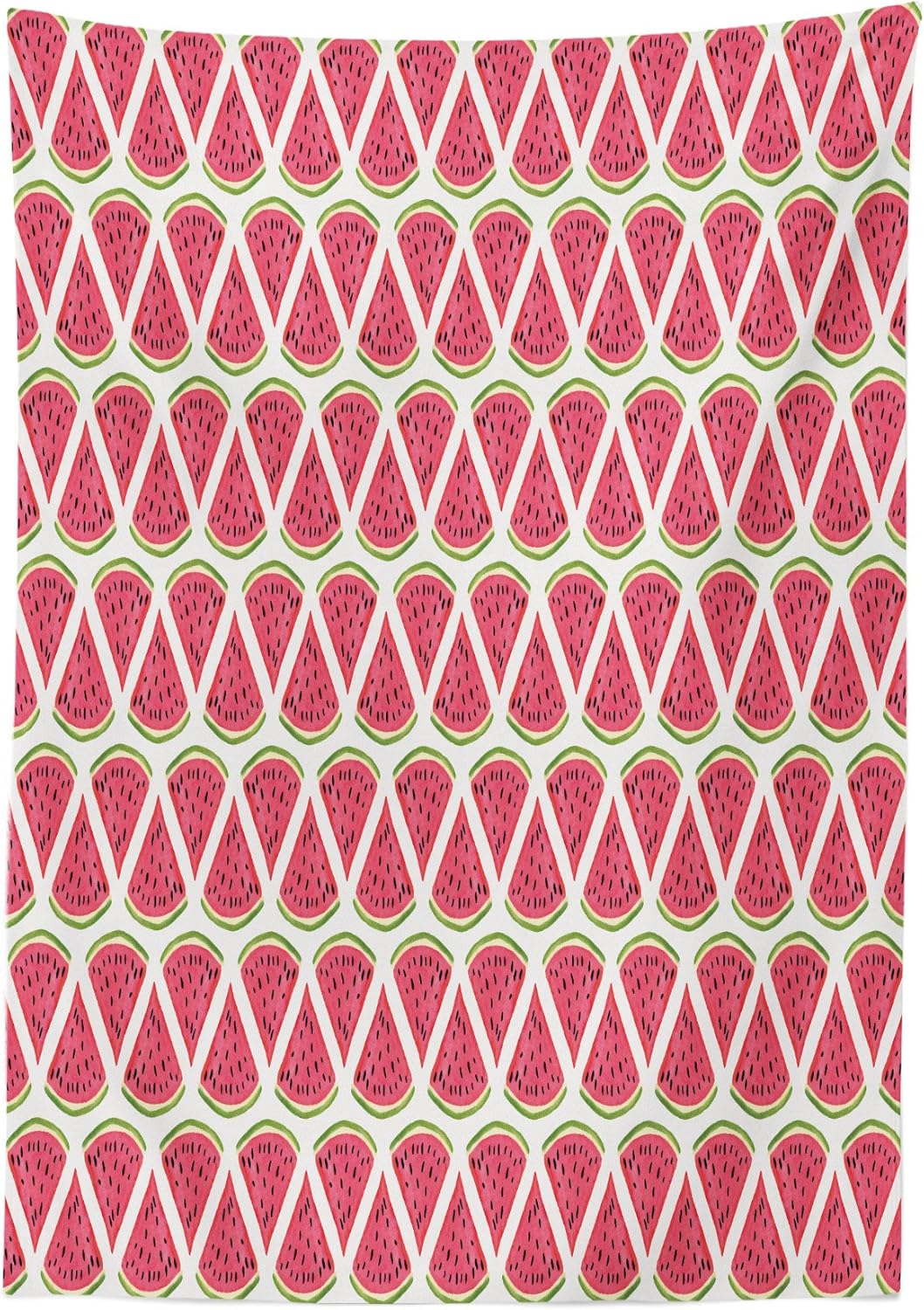 Ambesonne Watermelon Tablecloth, Watermelons Retro Style Slice Fresh Tropical Fruit in Watercolors, Rectangular Table Cover for Dining Room Kitchen Decor, 60" X 90", White Green 60" X 90" Green White