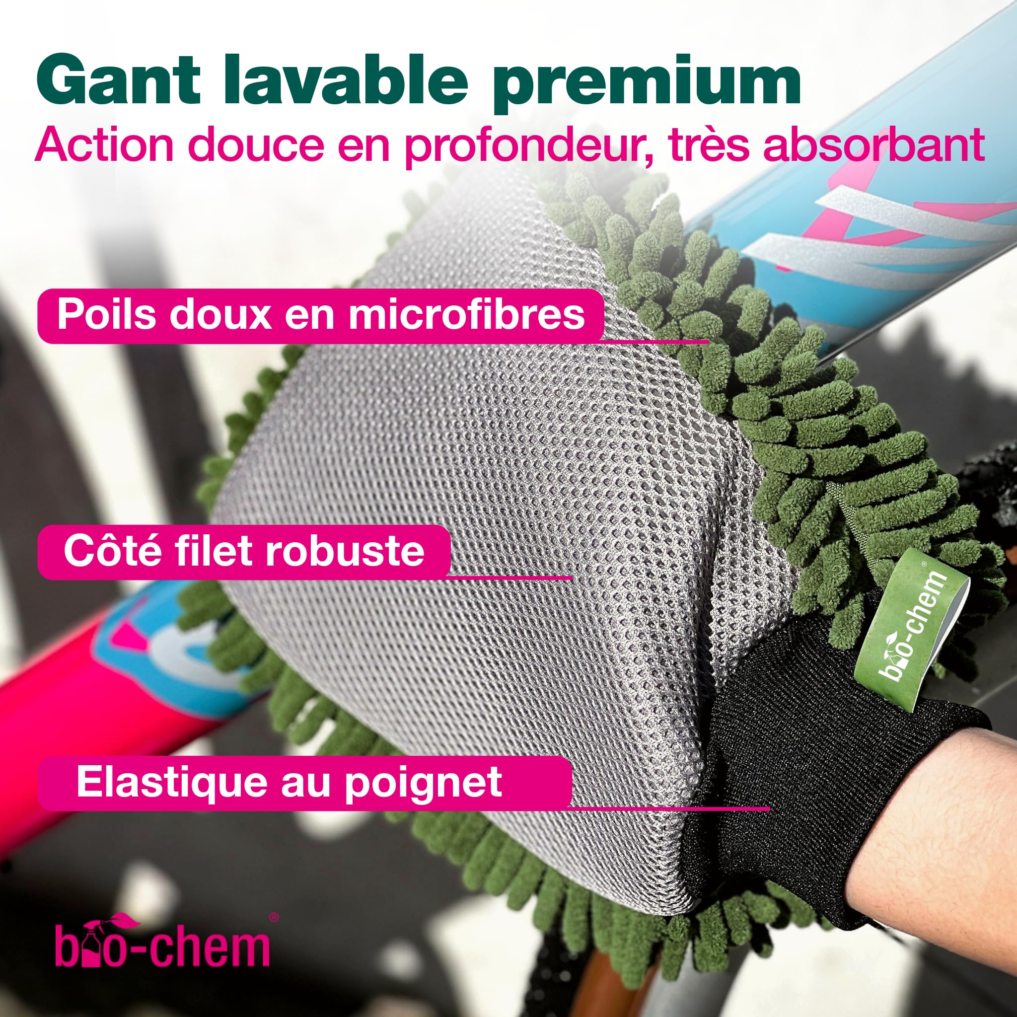 bio-chem Set de 9 accessoires de nettoyage pour vélo, vtt, e-bike | Vaporisateur de mousse, brosses pour chaîne et cadre et chiffon microfibre - Nettoyage et entretien du vélo
