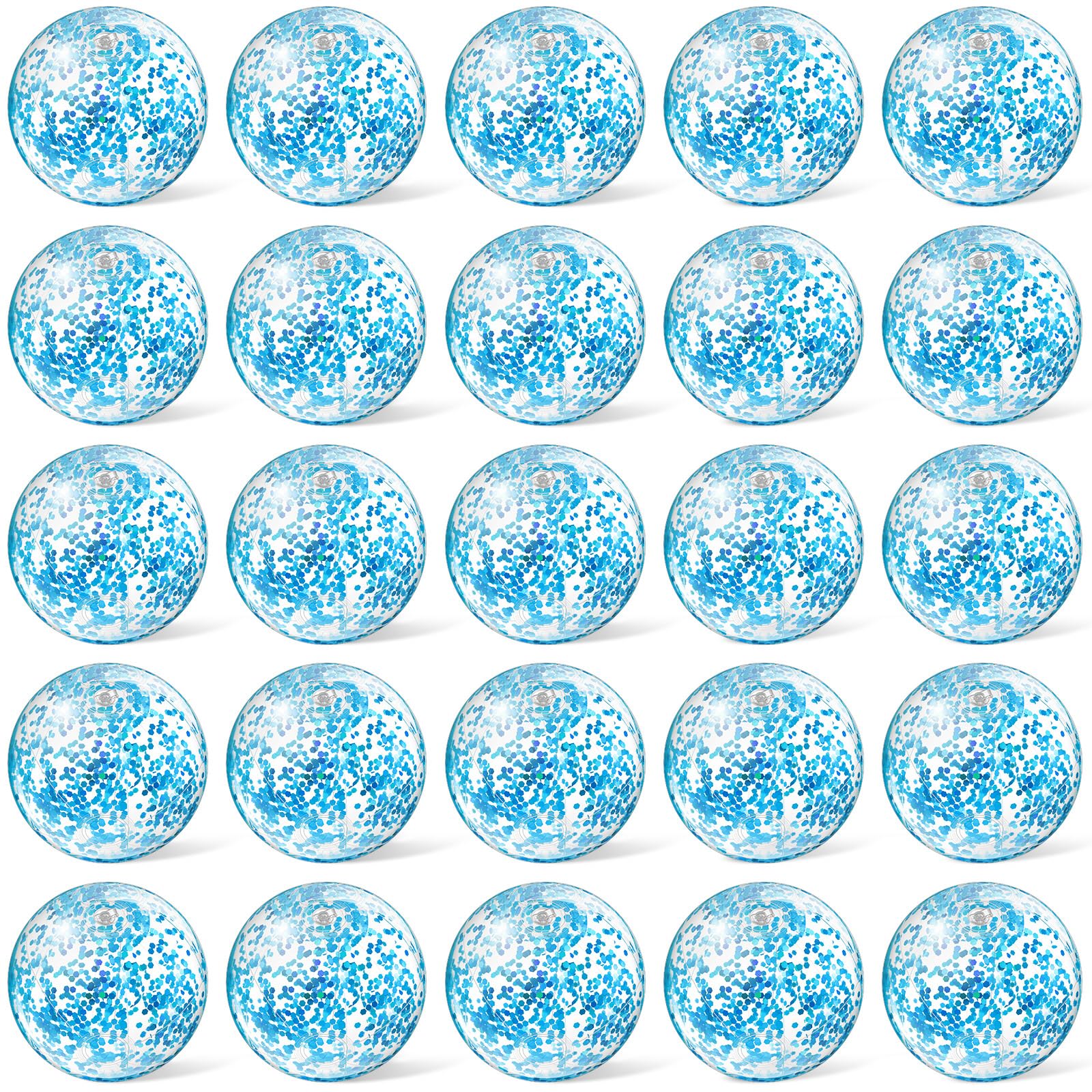 Hungdao 25 Pcs Inflatable Glitter Beach Ball 8 Inches Mini Clear Floatable Confetti Ball for Kids Bulk Swimming Pool Theme Party Toy for Hawaiian