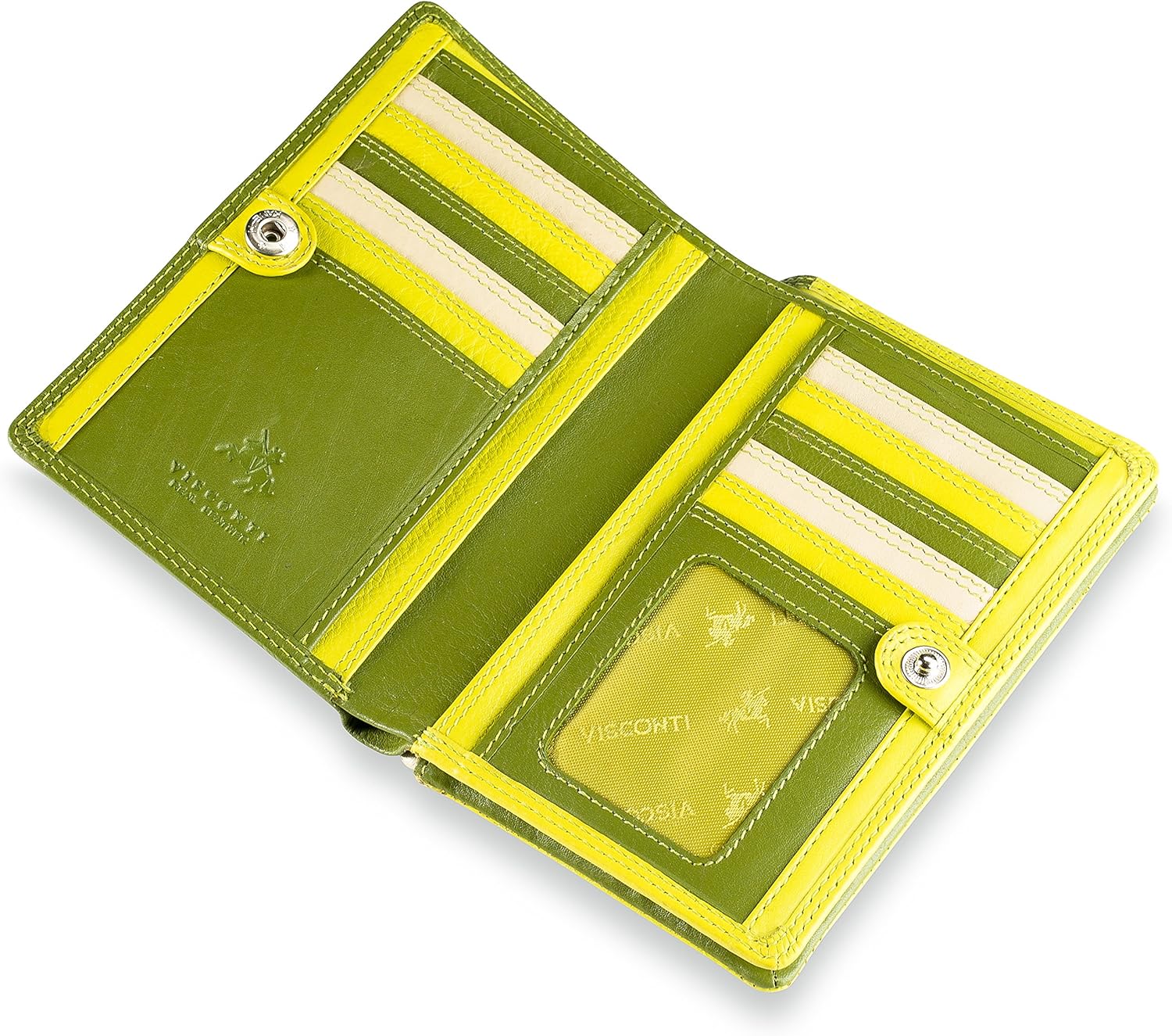 Visconti Penang RB109 Ladies Multi Colored Leather Organizer Card Holder Wallet Purse 4" x 6" (Green Multi)