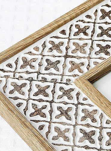 Miniatura 2 de Afuly Marco de fotos de 5 x 7 pulgadas, estilo bohemio, estilo marroquí, estilo bohemio, patrón de cruz 3D de roble desgastado, marcos de fotos de