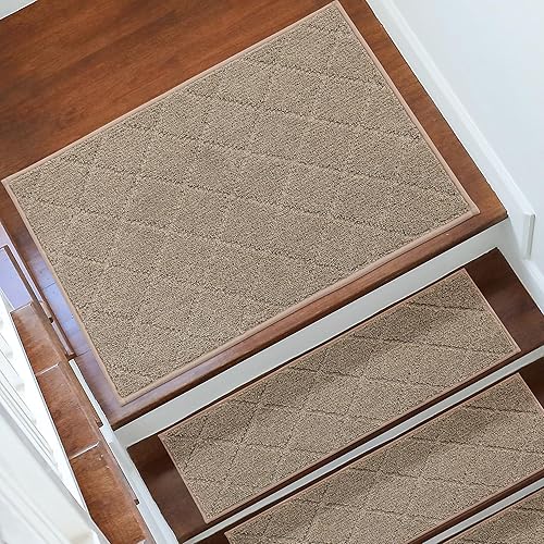 Vista 169 de COSY HOMEER - Alfombra antideslizante de 28 x 9 pulgadas, uso interior en peldaños de madera, alfombras para niños y perros, 100 % poliéster, base
