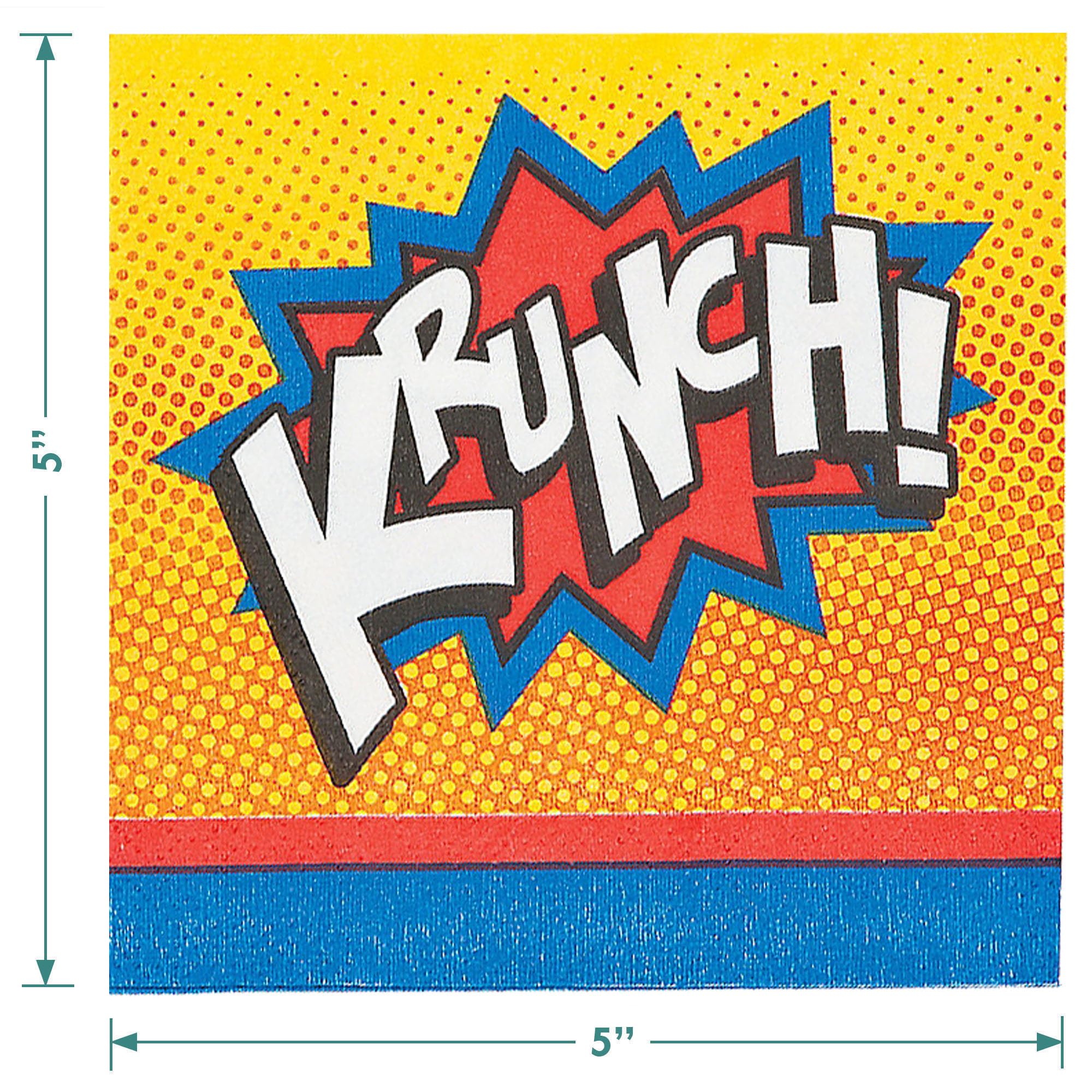 Comic Superhero Party Paper Platos de cena y periódicos titulares de almuerzo servilletas para fiesta de cumpleaños héroe (sirve 16)