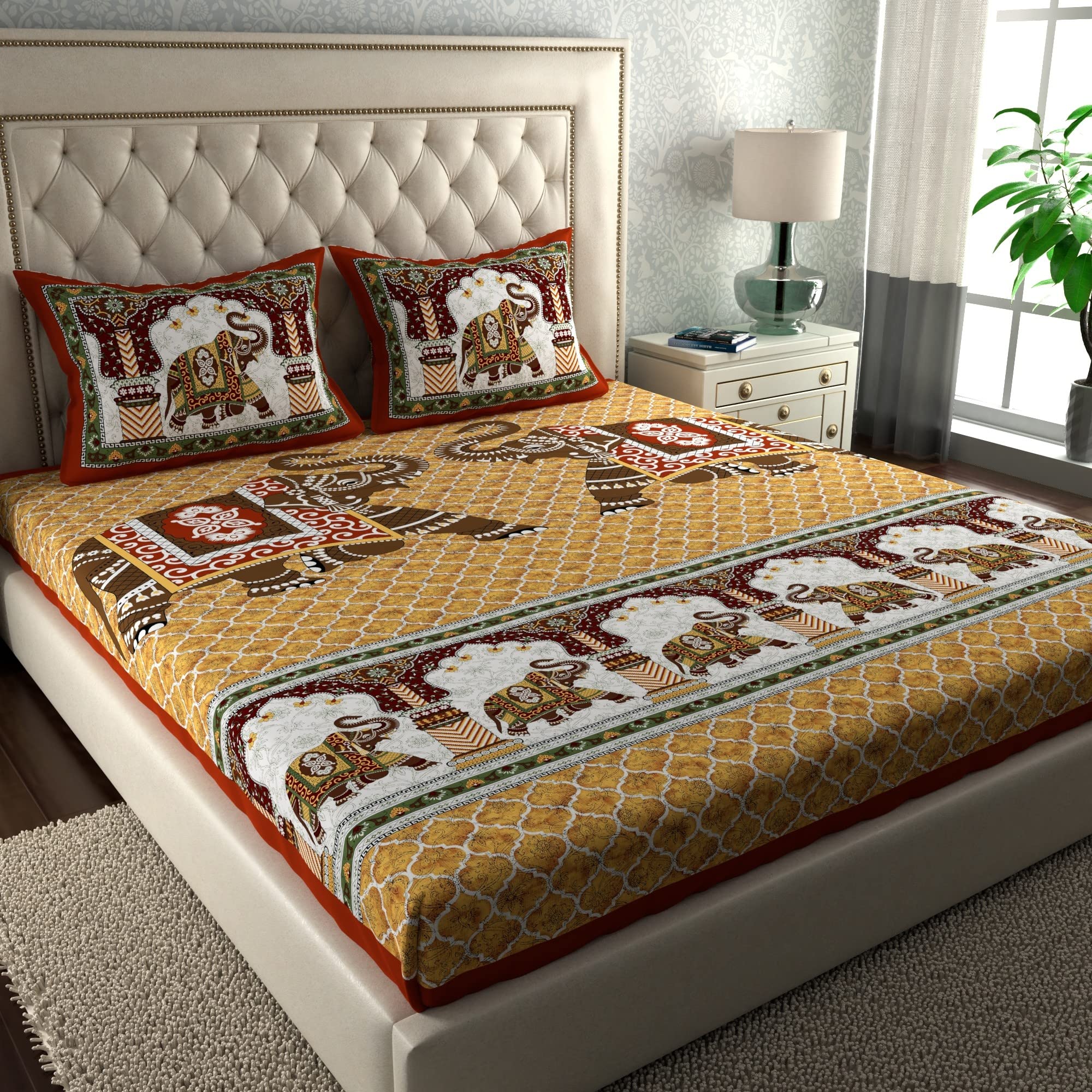 Jaipuri Cotton Bedsheets - 2 Double Sets with Pillow Covers -9