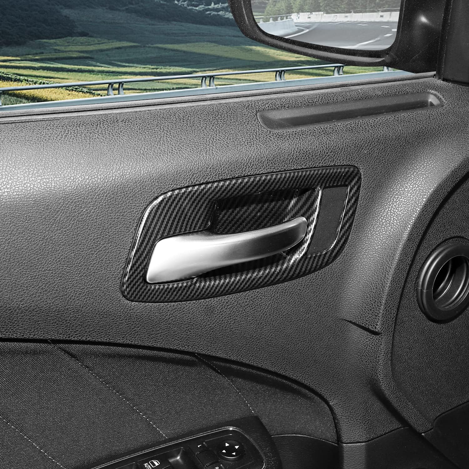 RAZPOY Inner Door Handle Bowl Cover for Charger Accessories, Inner Handle Bowl Trim Compatible with for Dodge Charger 2011-2022 /Chrysler 300(Carbon Fiber)