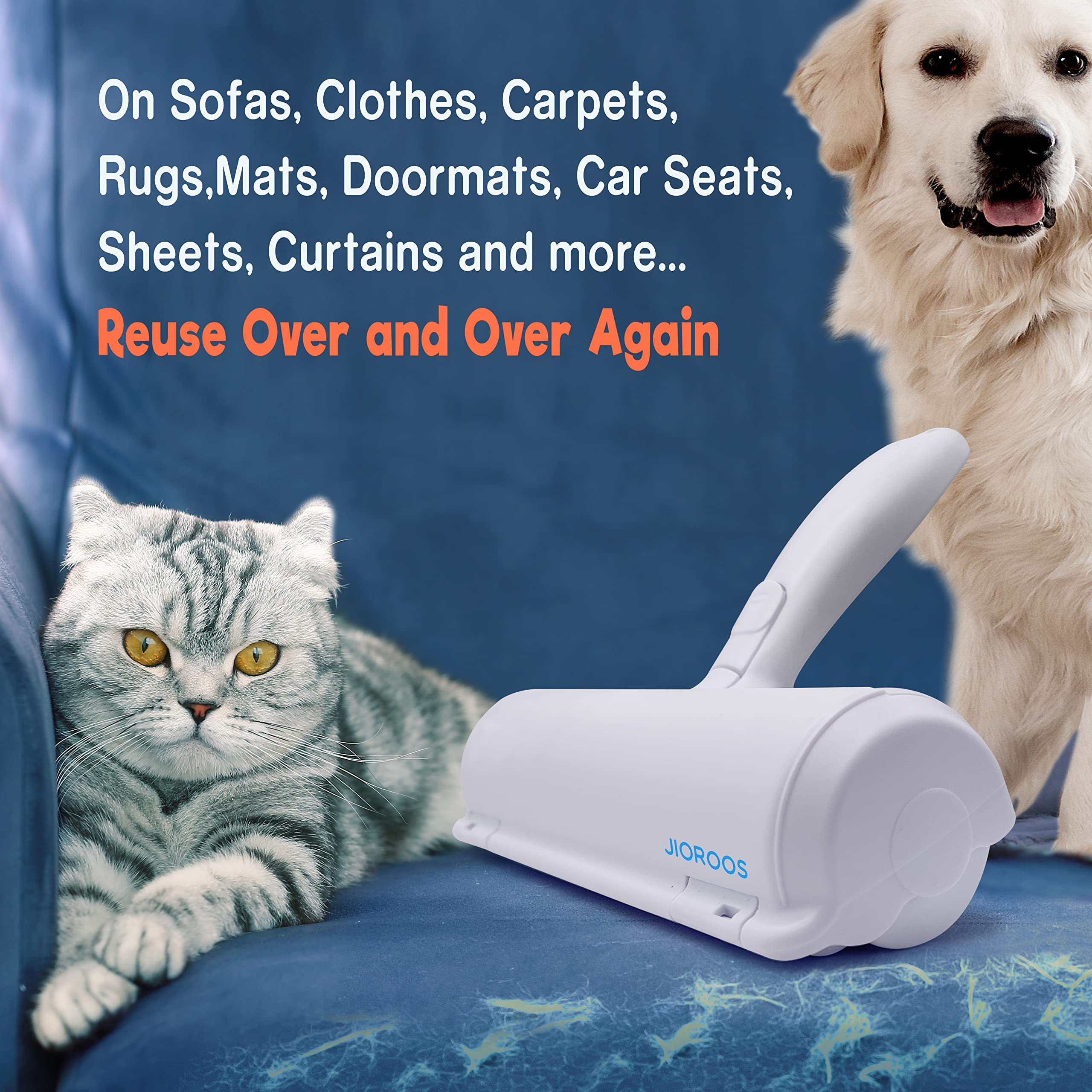 Removedor de Pelo de Mascotas – Removedor de Pelo de Gatos y Perros Reutilizable para Muebles, sofá, Alfombra, Ropa, Asientos de Coche o Ropa de Cama – Rodillos de Pelusa portátiles, Base