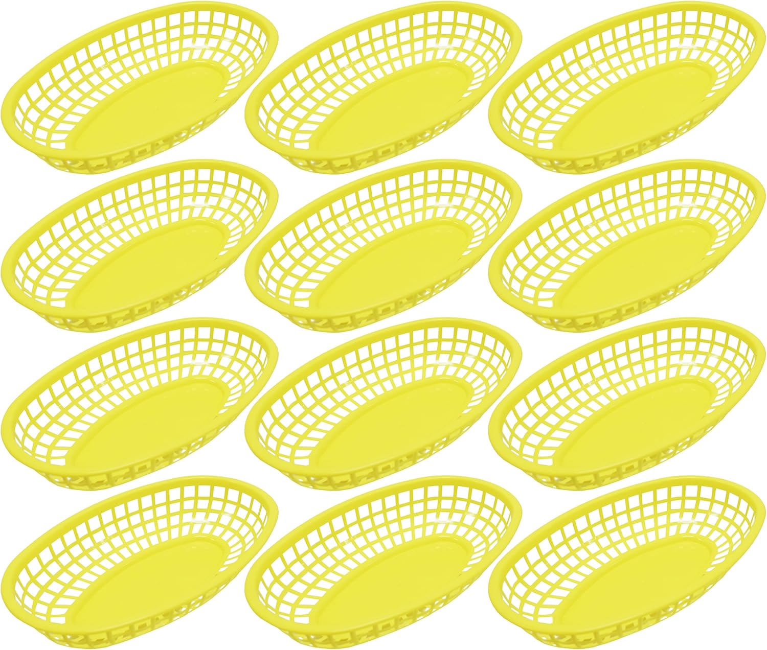 Free Shipping Over $50 Set of 12 Yellow Oval Fast Food/Deli Baskets, 9.25 by 6-Inch, Black Duck Brand Yellow (12)