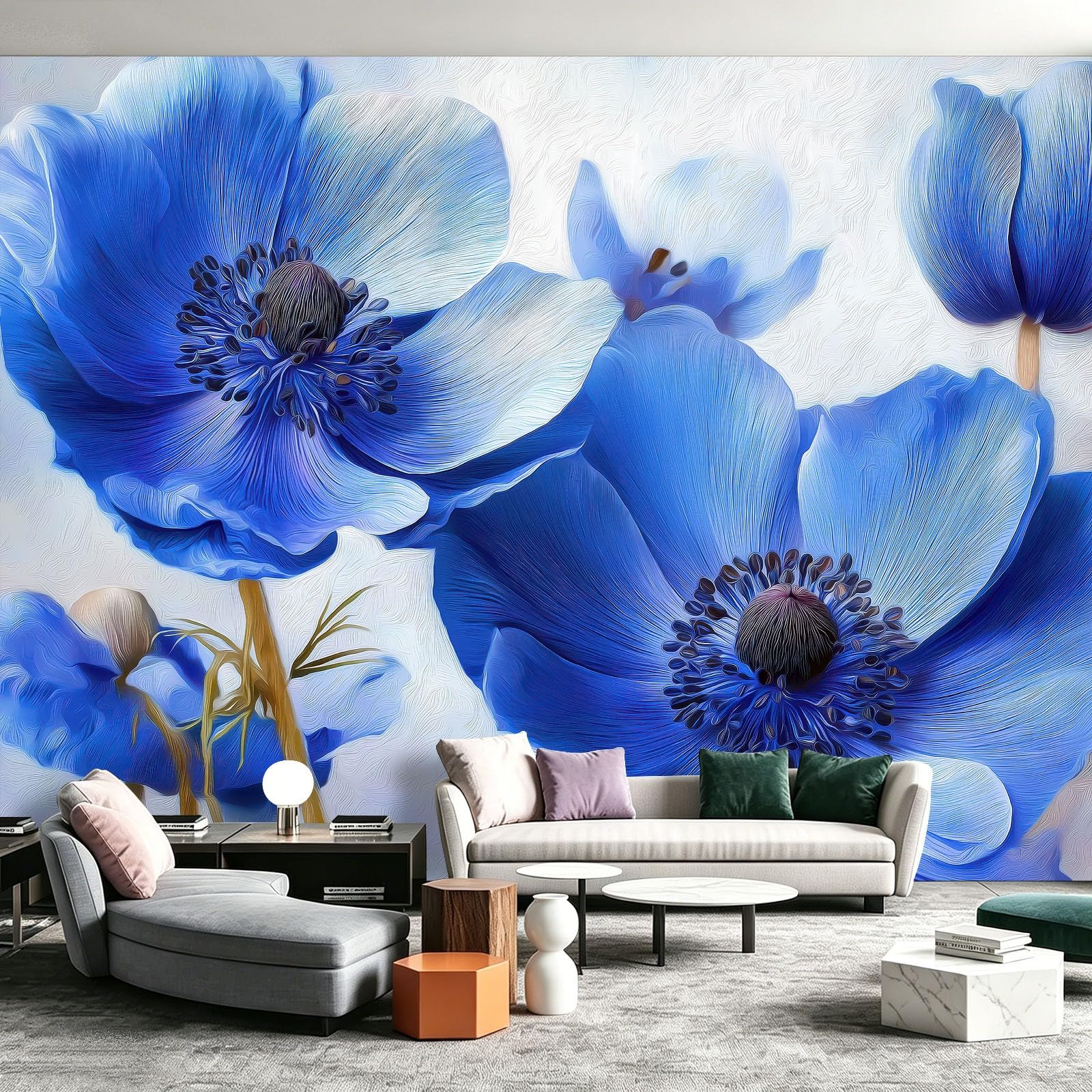 Papier peint intissé anémone 350x256 cm pour masquer les défauts d'un grand mur