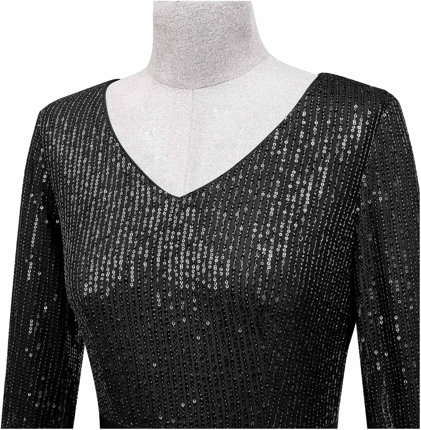 MISSMAY Women's Elegant Sequin V-Neck Evening Party Mermaid Long Dress - Image 5